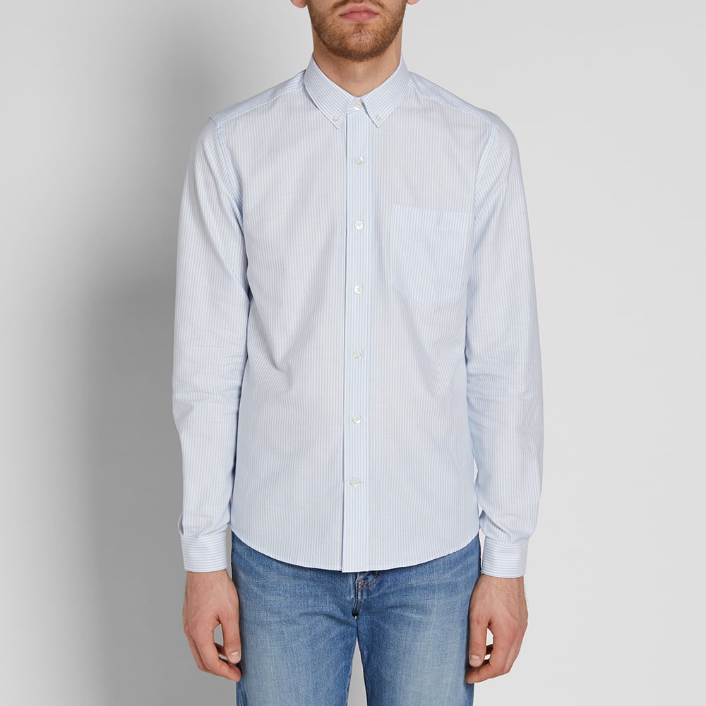 AMI Button Down Oxford Shirt Blue & White Stripe | END. (UK)