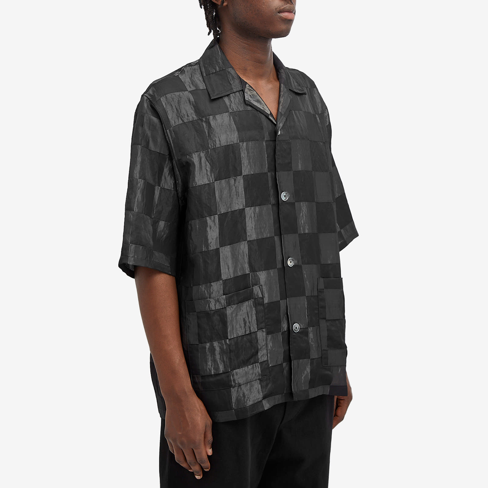 Needles Men's Checkerboard Cabana Shirt Black - Curated Menswear