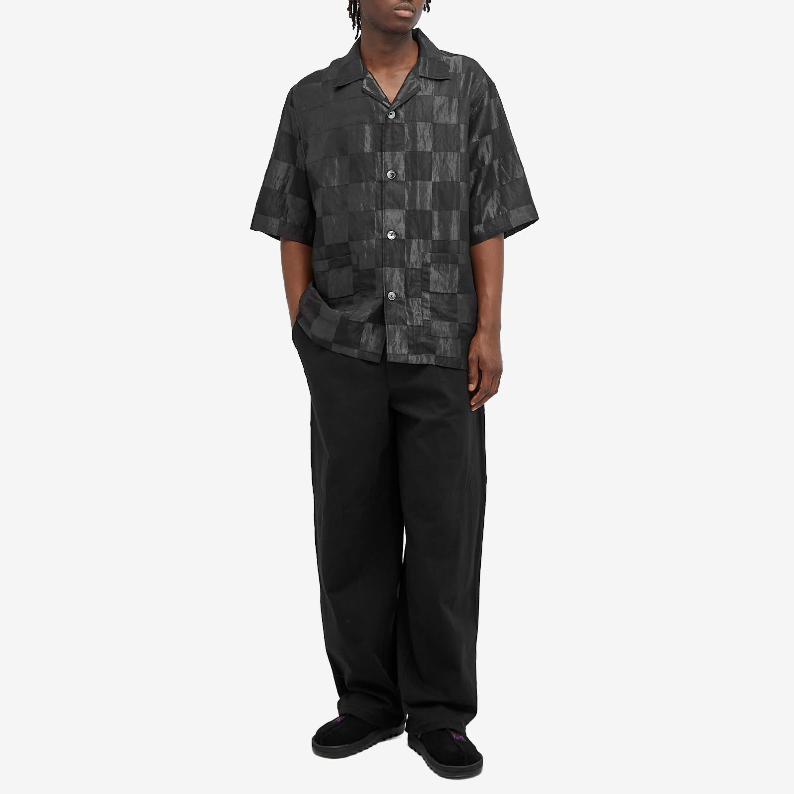 Needles Men's Checkerboard Cabana Shirt Black - Curated Menswear