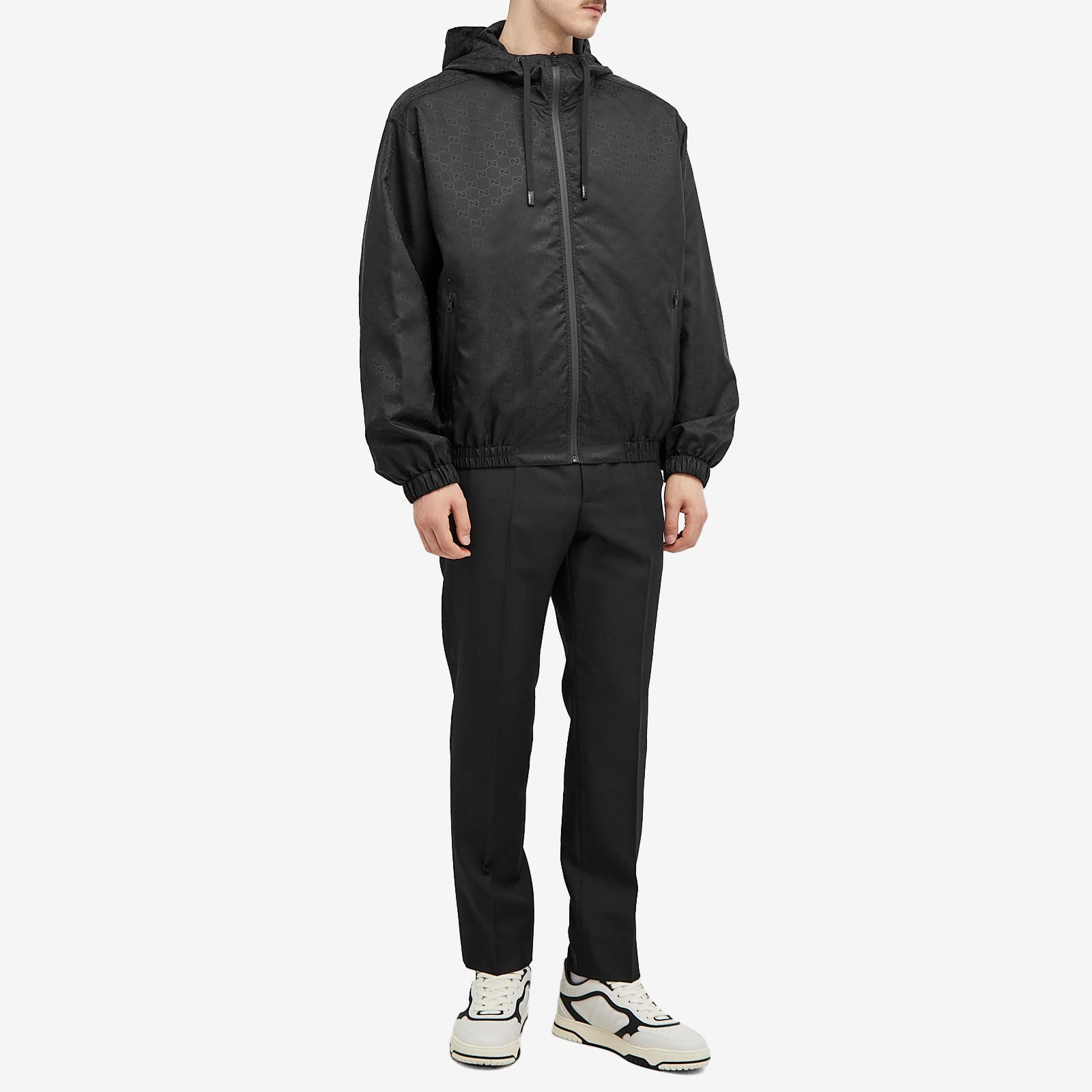 Gucci Men's GG Jacquard Hooded Jacket Black | 784185-ZAQFS-1000