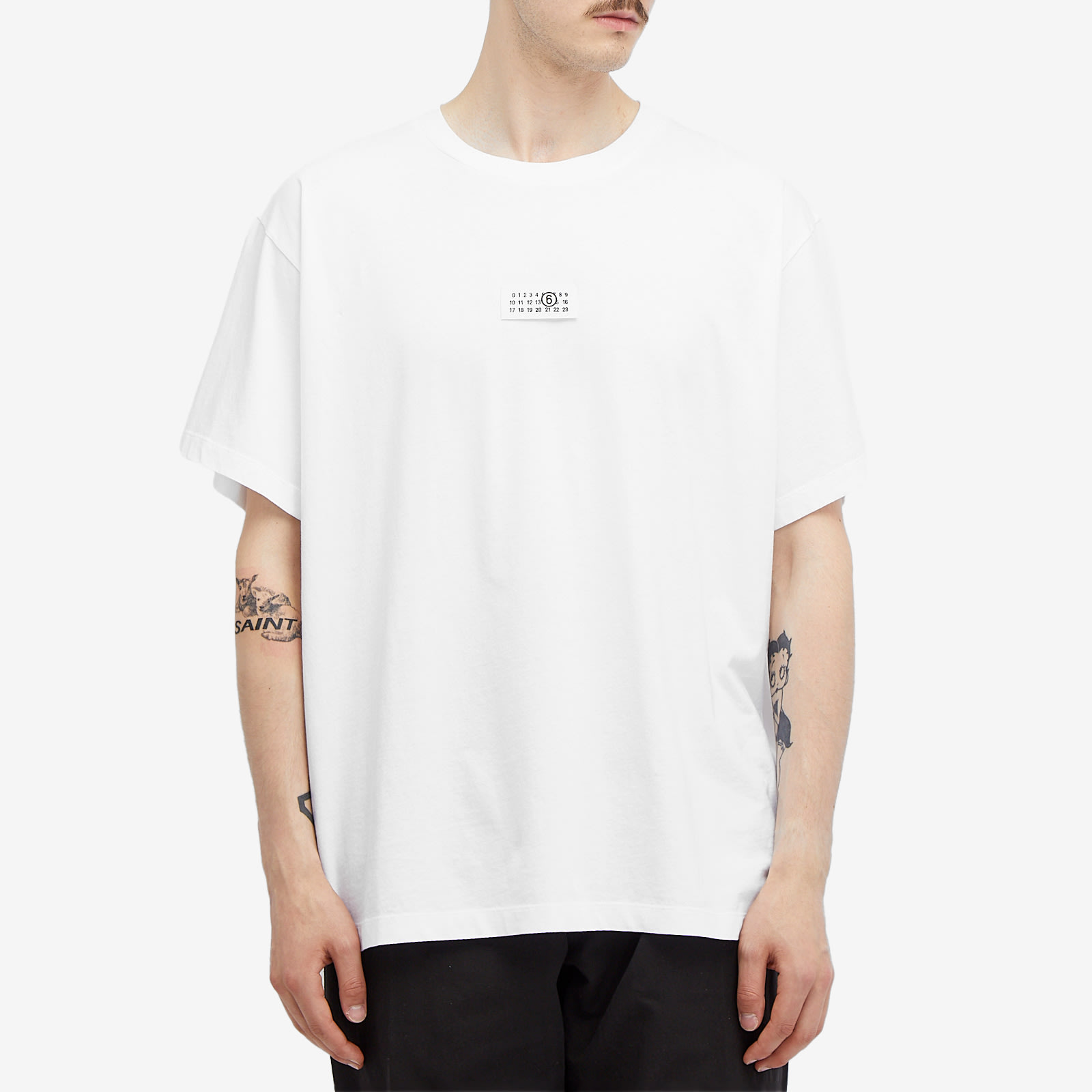 MM6 Maison Margiela Men's Number Label T-Shirt White | SH0GC0032