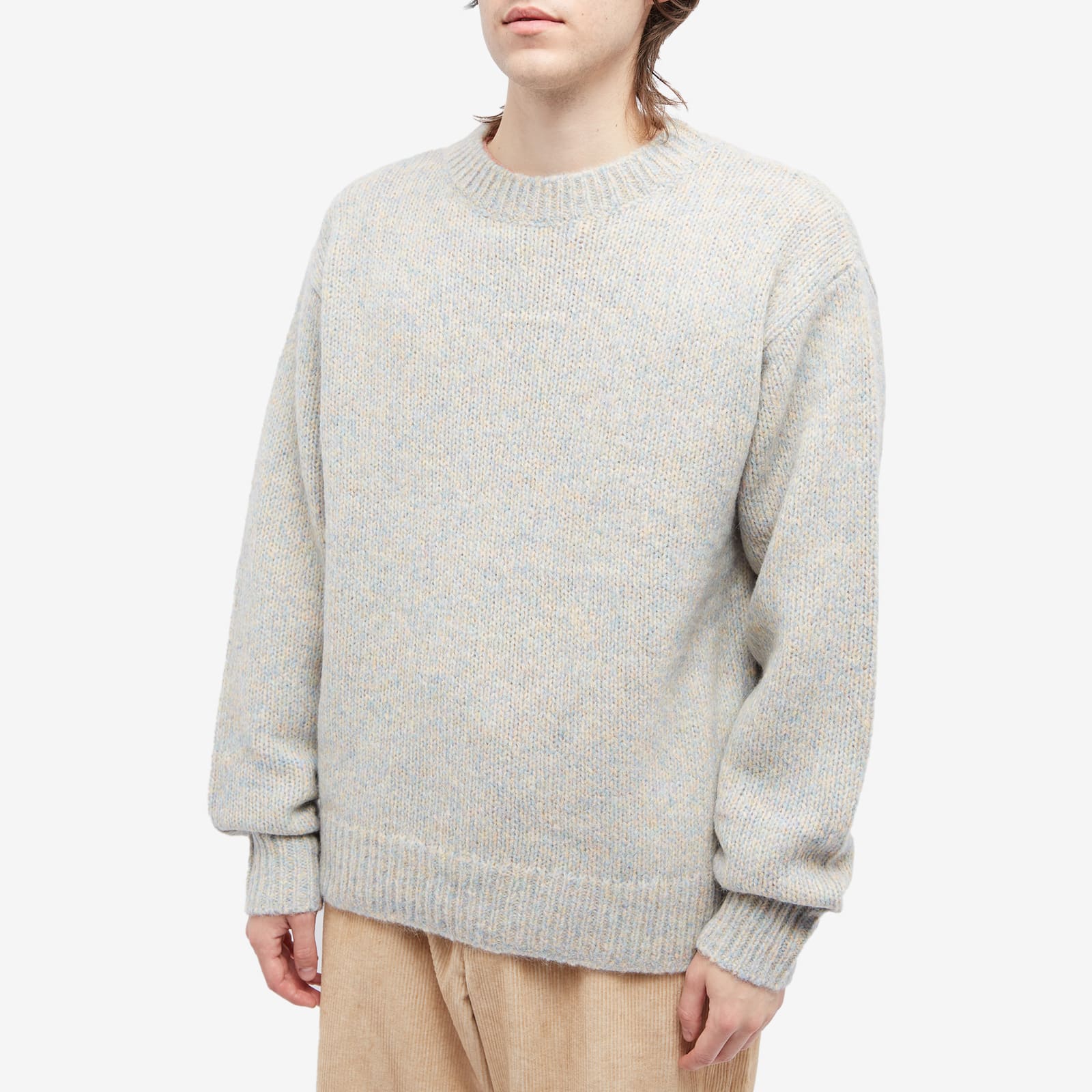 DRIES VAN NOTEN【MORANE MARL CREW KNIT】 Dries Van Noten Men's Morane Marl Crew Knit Light Blue | 232