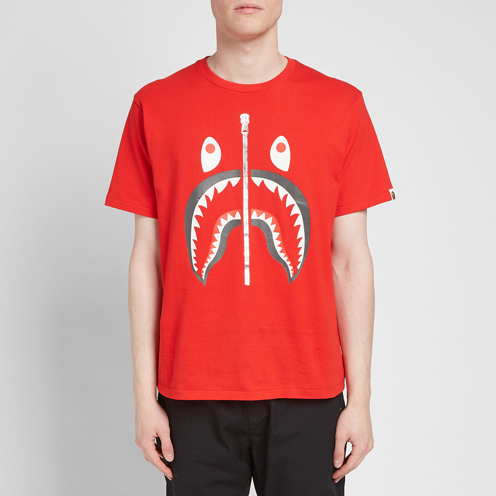 bape shark tee red
