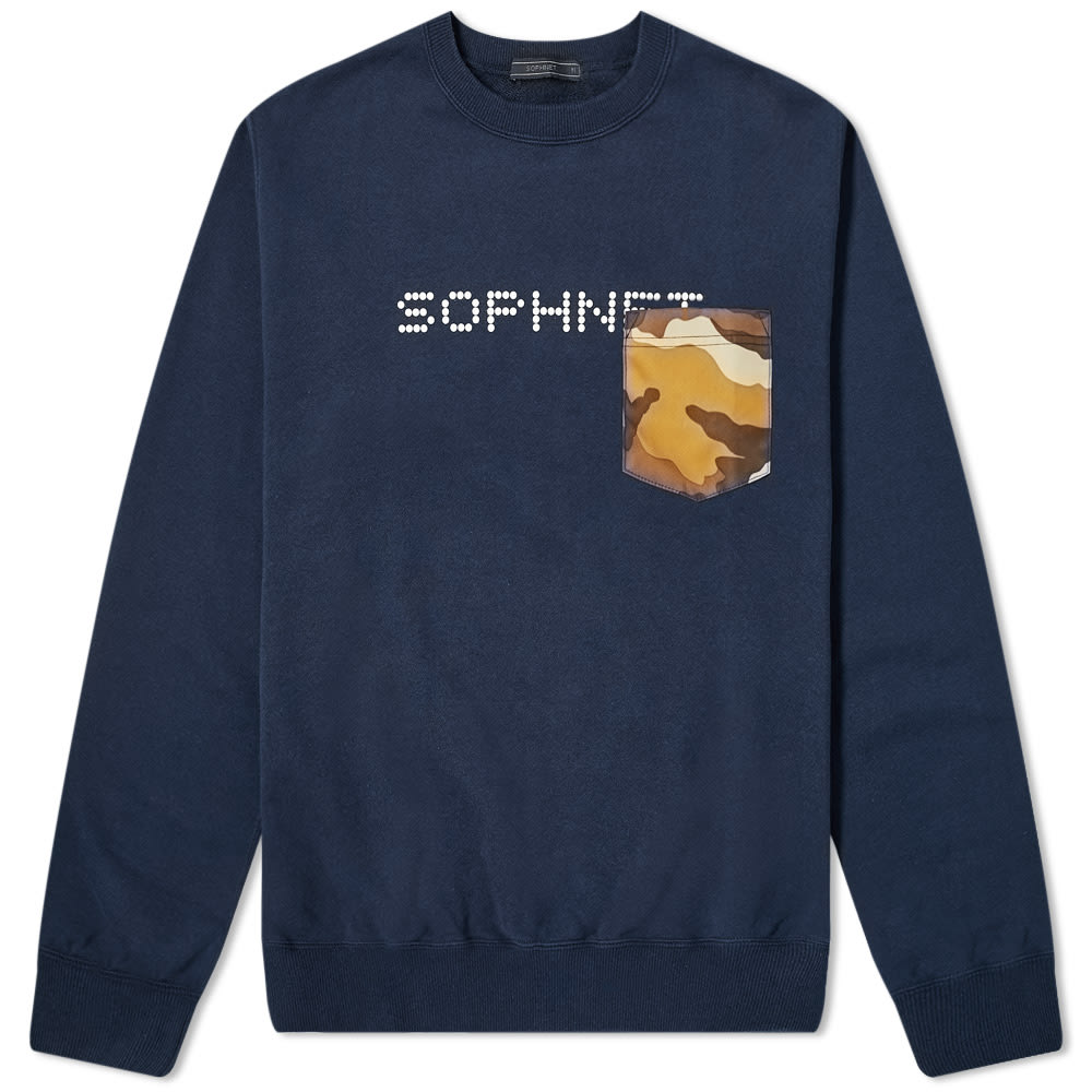 Crafted in Japan from pure cotton, SOPHNET.’s navy crew falls into the brand’s 20th anniversary collection alongside simple wardrobe staples with unique characteristics. Detailed with a camouflaged pocket at the chest and a seasonal split logo graphic at the back, the sweat comes as a welcome alternative to the plain basics you already own.   100% Cotton Loopback Jersey Printed Branding Chest Pocket Ribbed Trims Made in Japan