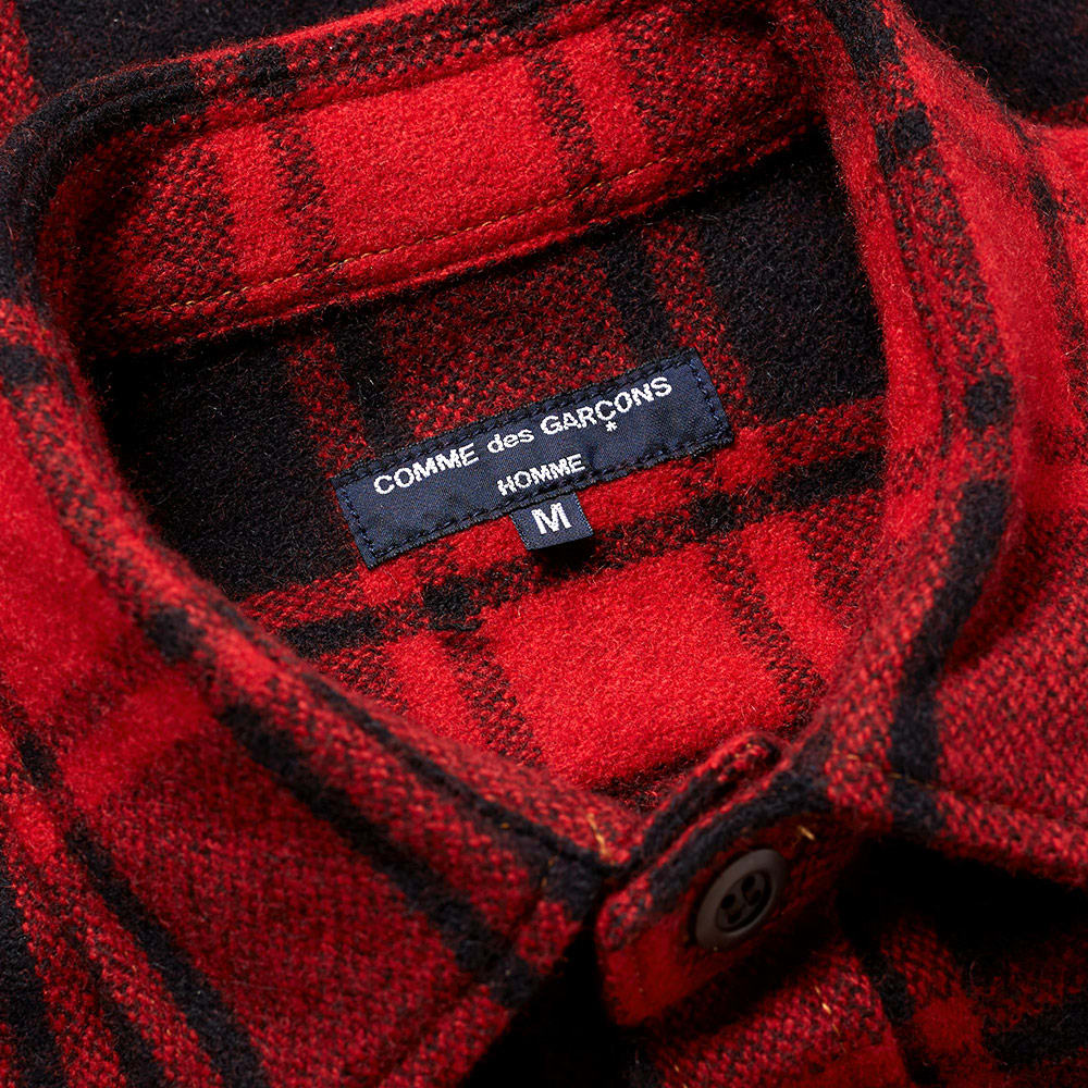 Comme des Garcons Homme Wool Check Overshirt Red & Black | END. (UK)