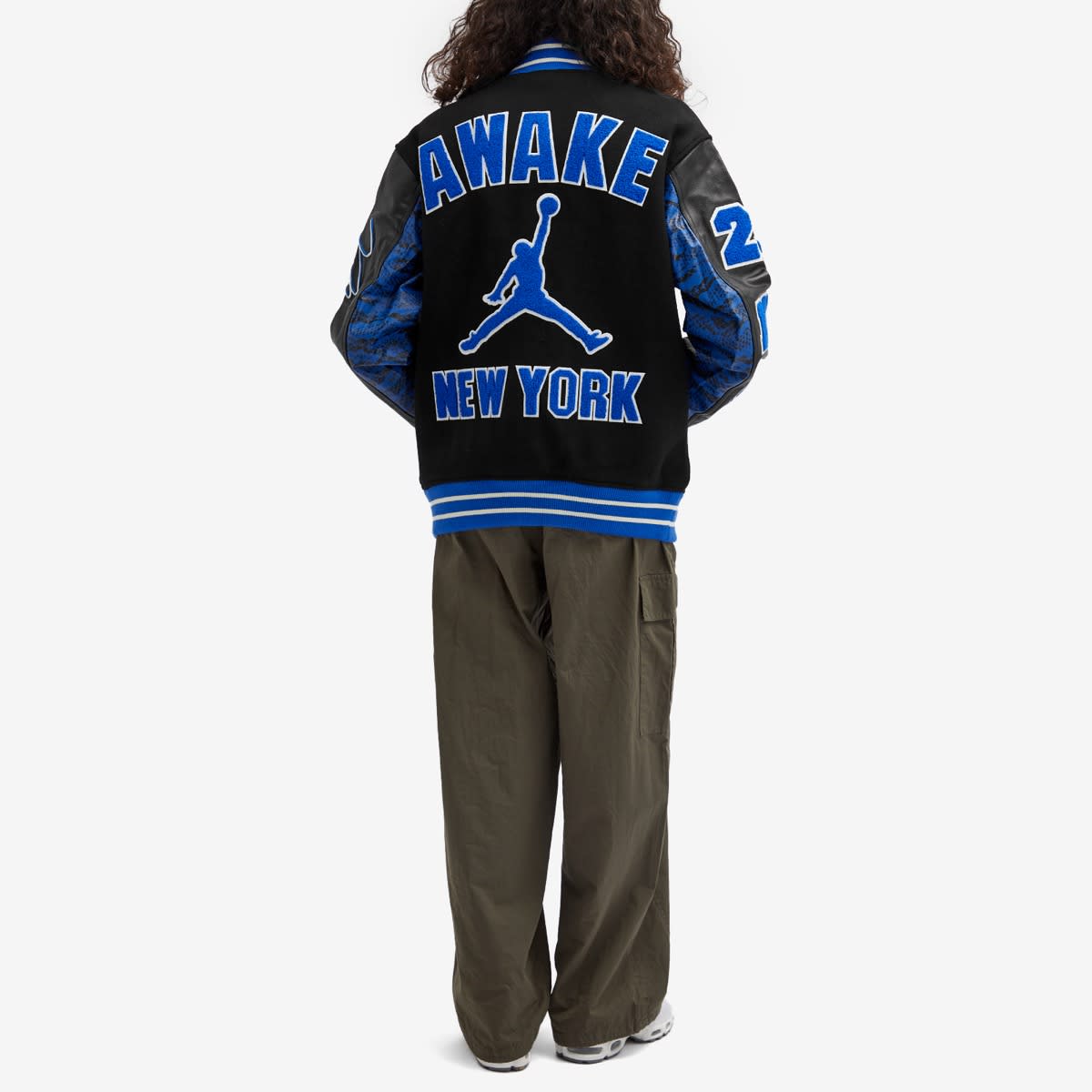 Air Jordan x Awake NY Varsity Jacket Black/Royal - Curated Menswear