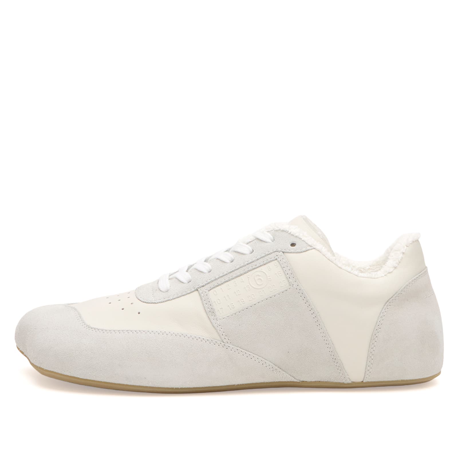 MM6 Maison Margiela Men's Leather Ergomonic Sneaker in White, Size EU 43