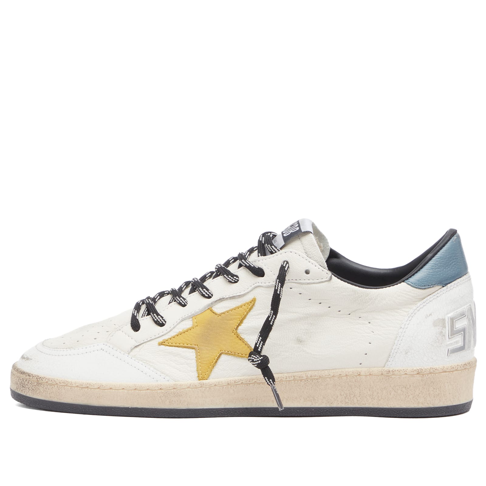 Golden Goose Mens White/Honey/Water Blue Ball Star Leather And Suede Sneaker Size EU 43 - END. Clothing