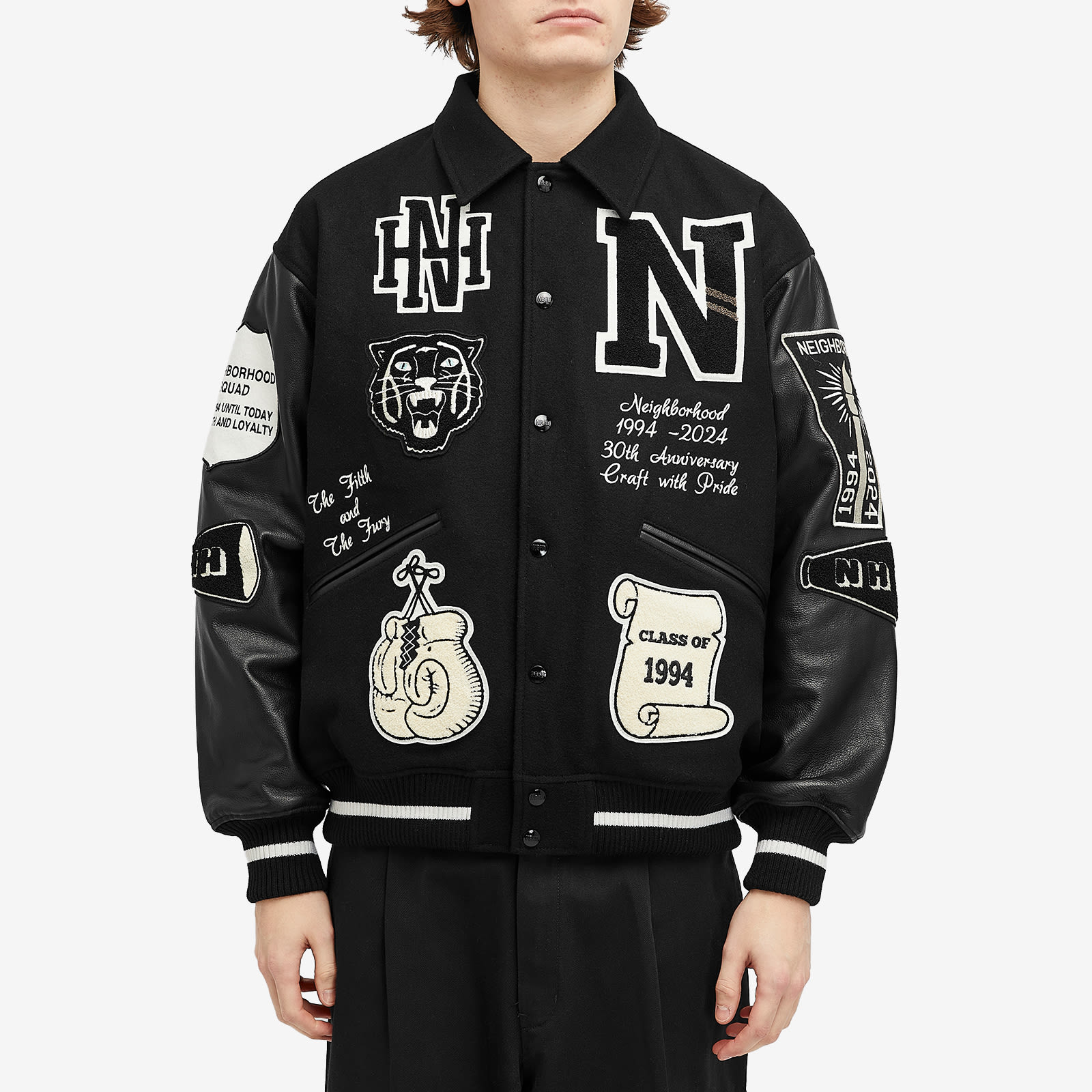 Neighborhood Men's Stadium Jacket Black×White - Curated Menswear