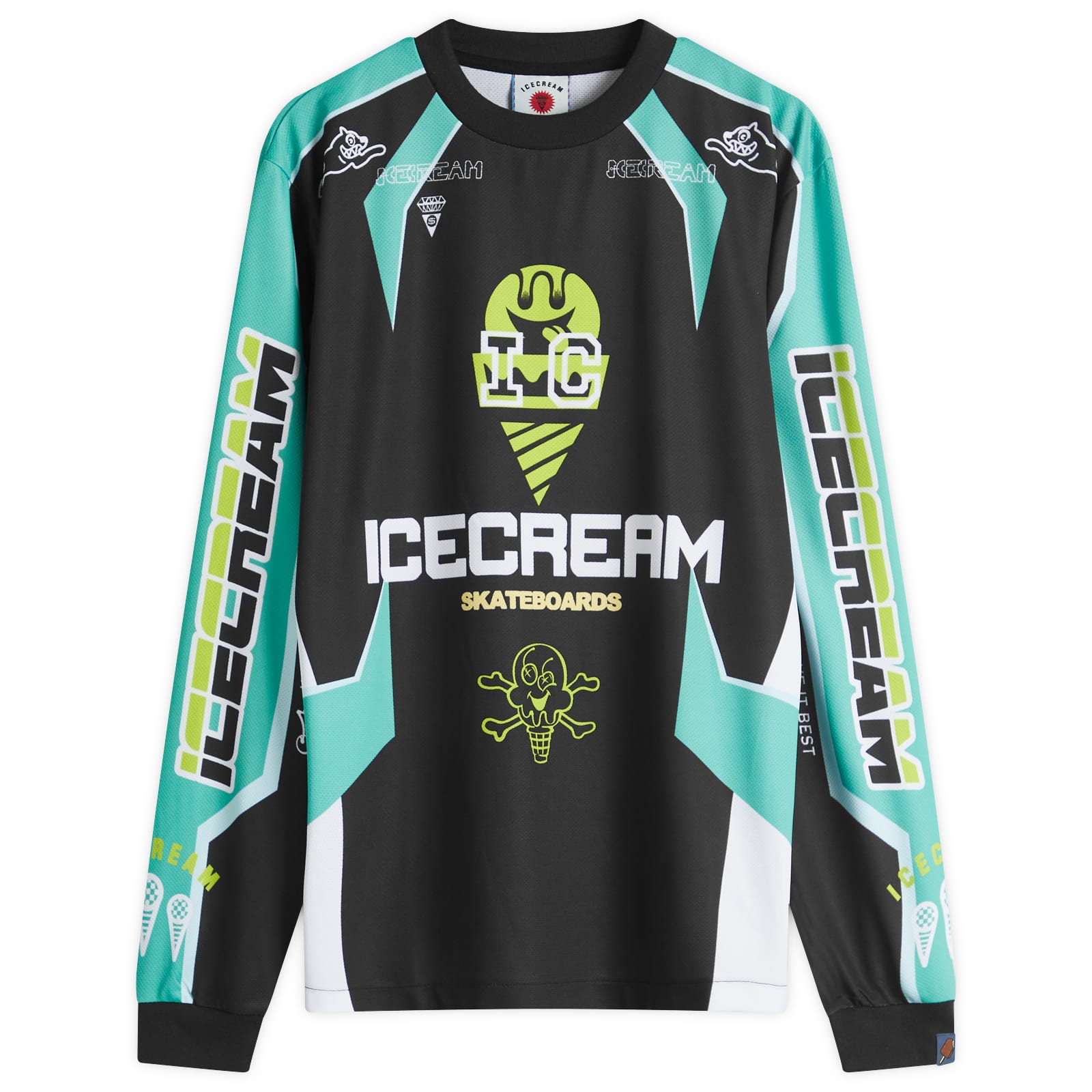 ICECREAM Men's Motorcycle L/S T-Shirt Black/Green - Curated Menswear
