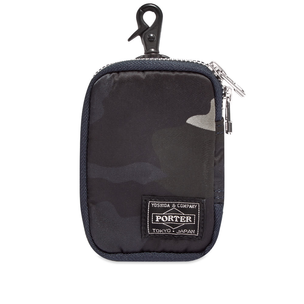 Yoshida Porter Double Key Case - Goat Leather Key Holder With Zip Pocket (Black)