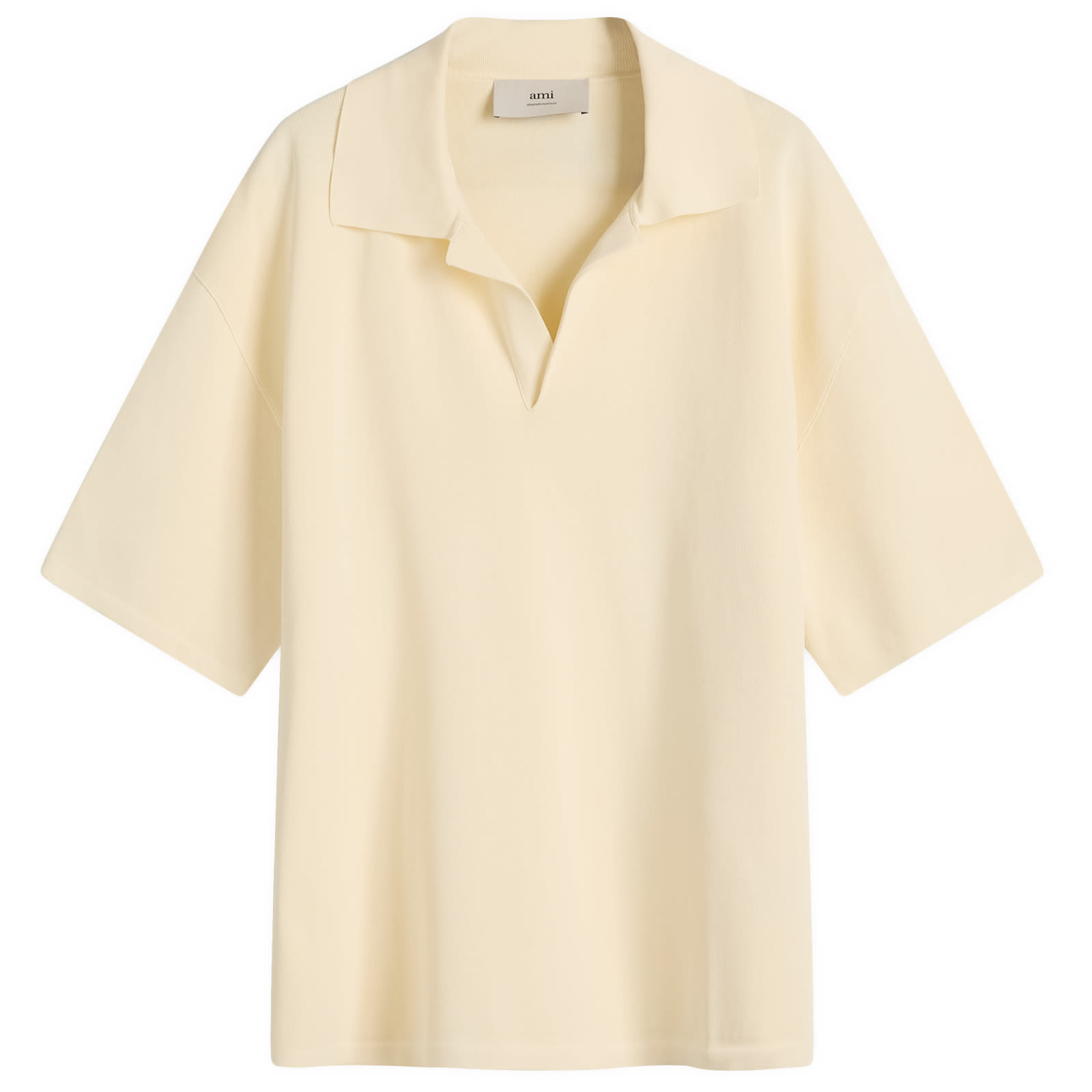 【AMI PARIS】SHORT SLEEVES POLO◆UPL164KN0064 WHITE CREAM Short Sleeve Polo | AMI PARIS