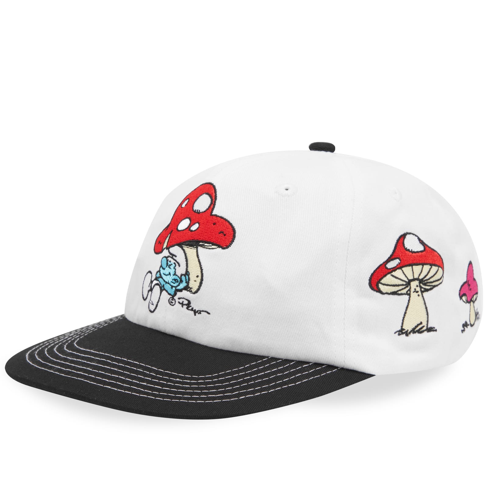 Butter Goods x The Smurfs Mushroom 6 Panel Cap White & Black END. (SG)