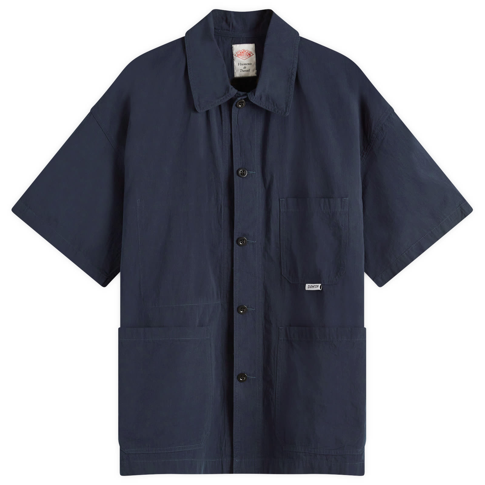 Danton Men's Coverall Short Sleeve Shirt Navy - Curated Menswear