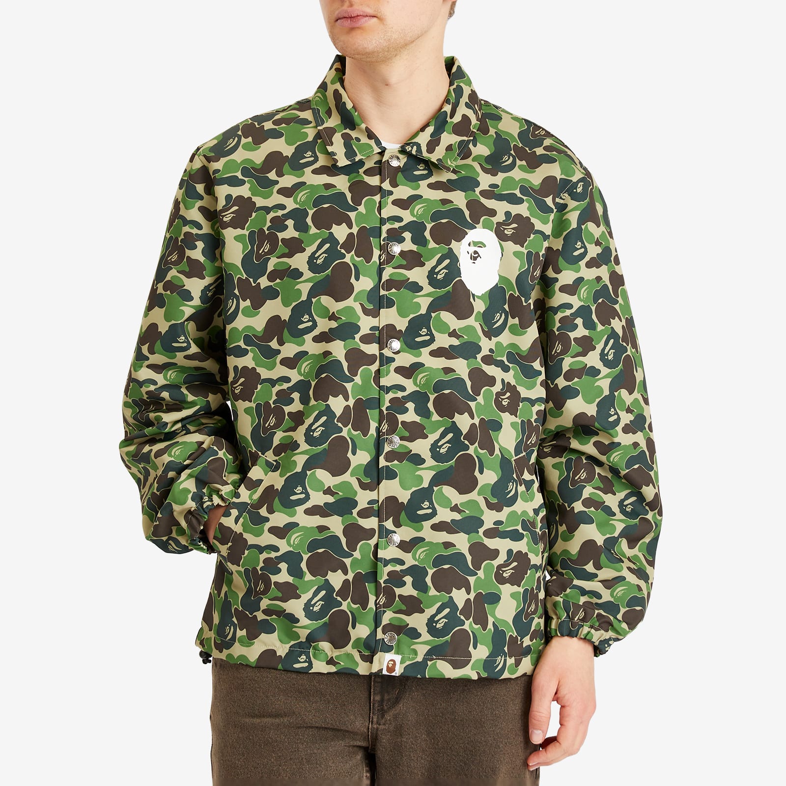 A Bathing Ape Men's Abc Camo Nyc Logo Coach Jacket Green - Curated