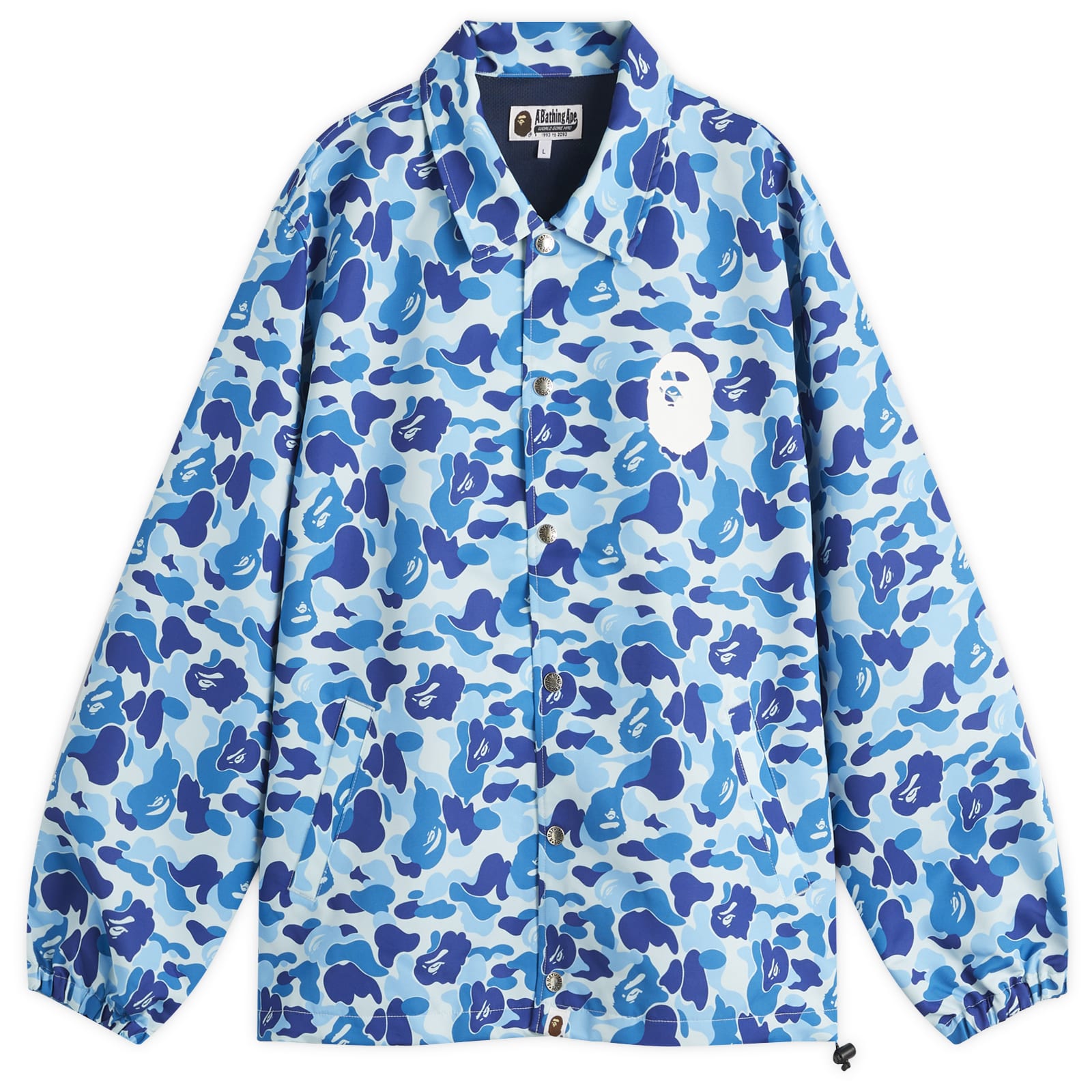 A Bathing Ape Men's Abc Camo Nyc Logo Coach Jacket Blue - Curated