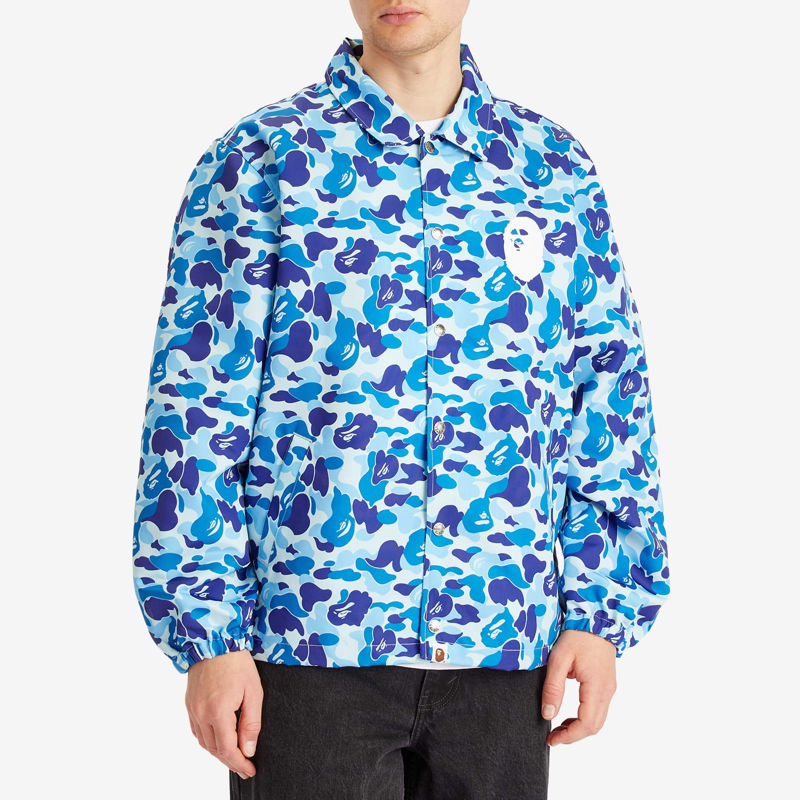 A Bathing Ape Men's Abc Camo Nyc Logo Coach Jacket Blue A Bathing Ape Men's Abc Camo Nyc Logo Coach Jacket Blue