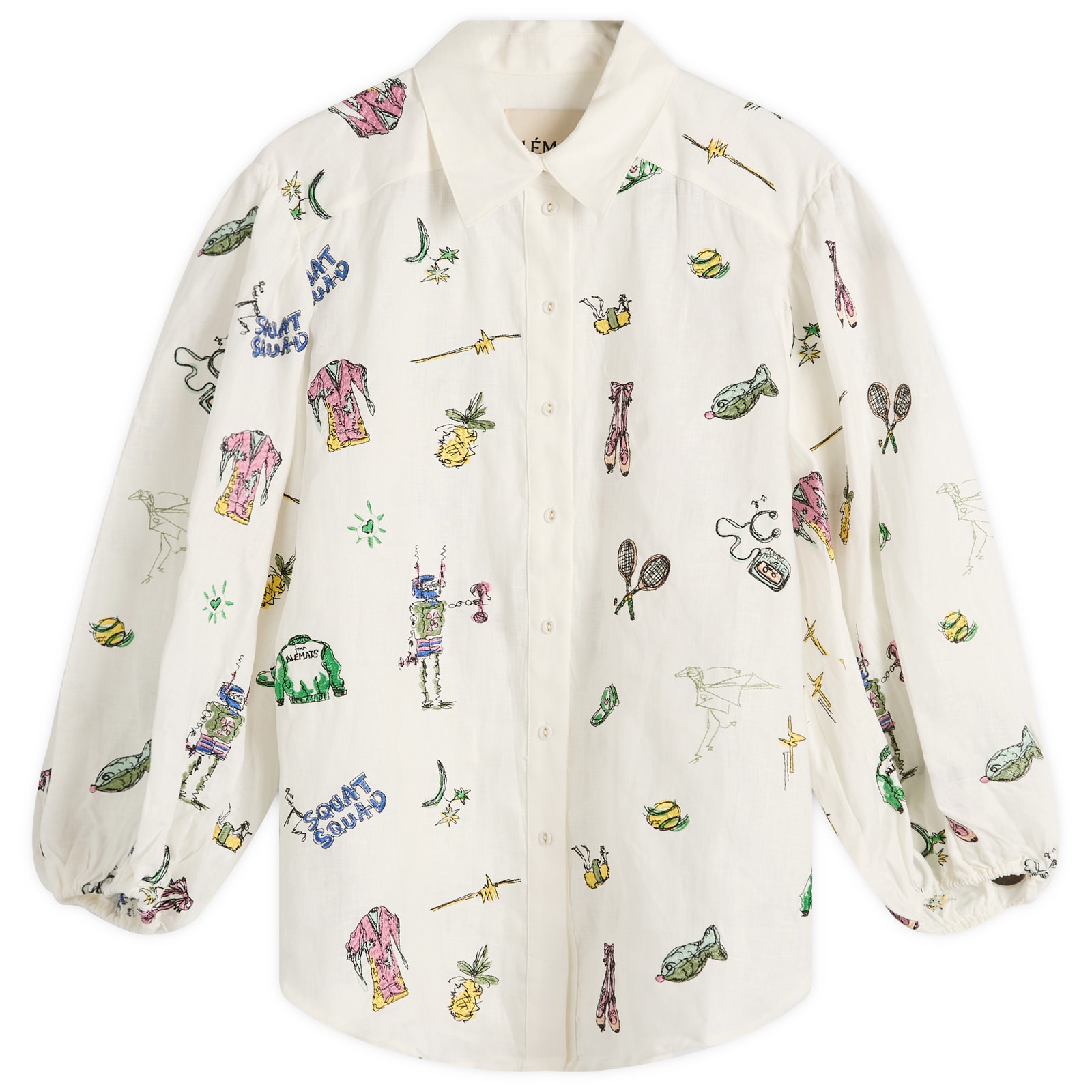 Alémais Women's Cream Play Embroidered Shirt