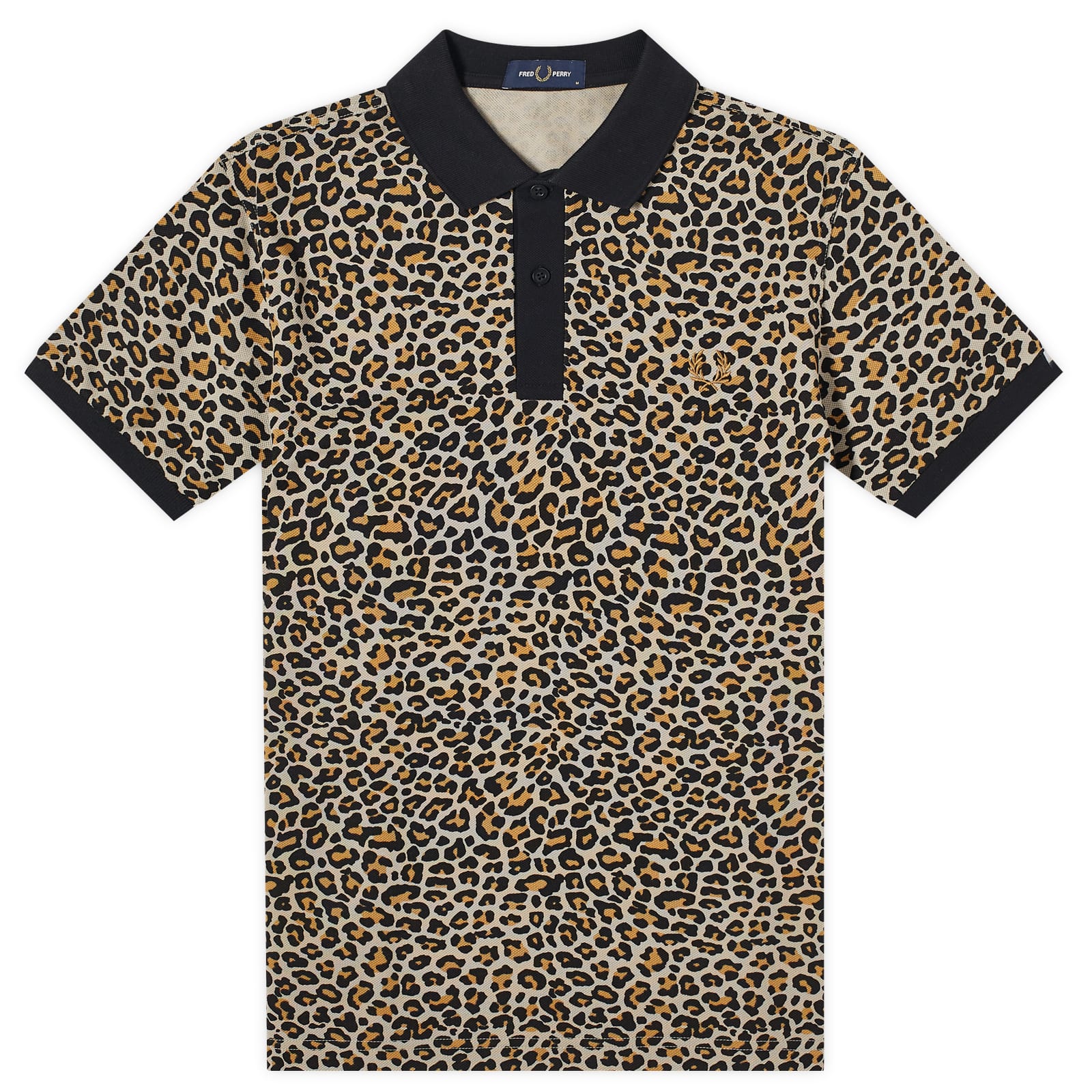 Fred Perry Men's Leopard Print Polo Warm Grey | M7788-U54 | FOOTY.COM