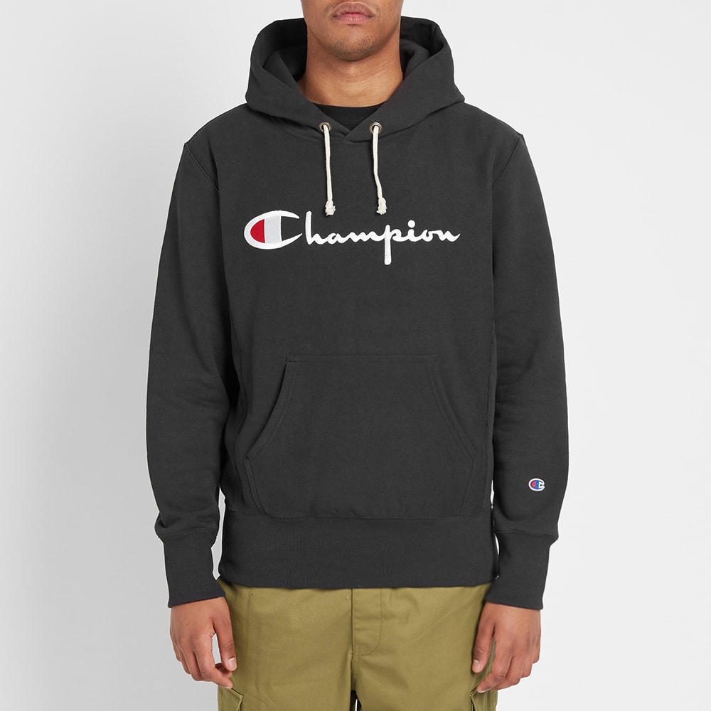 Champion Reverse Weave Script Logo Hoody Black | END. (US)