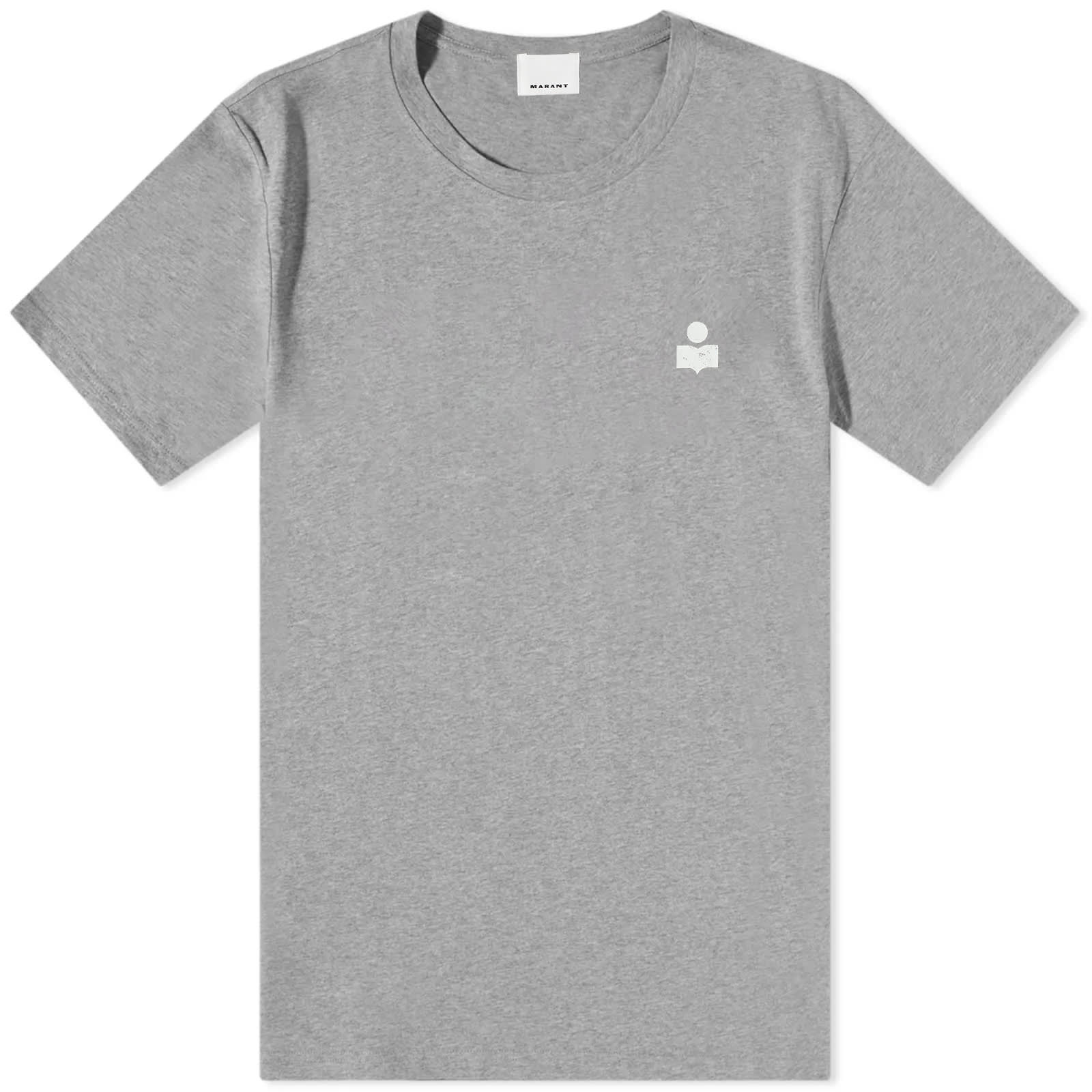 Isabel Marant Men's Zafferh Small Logo T-Shirt Grey/Ecru Medium