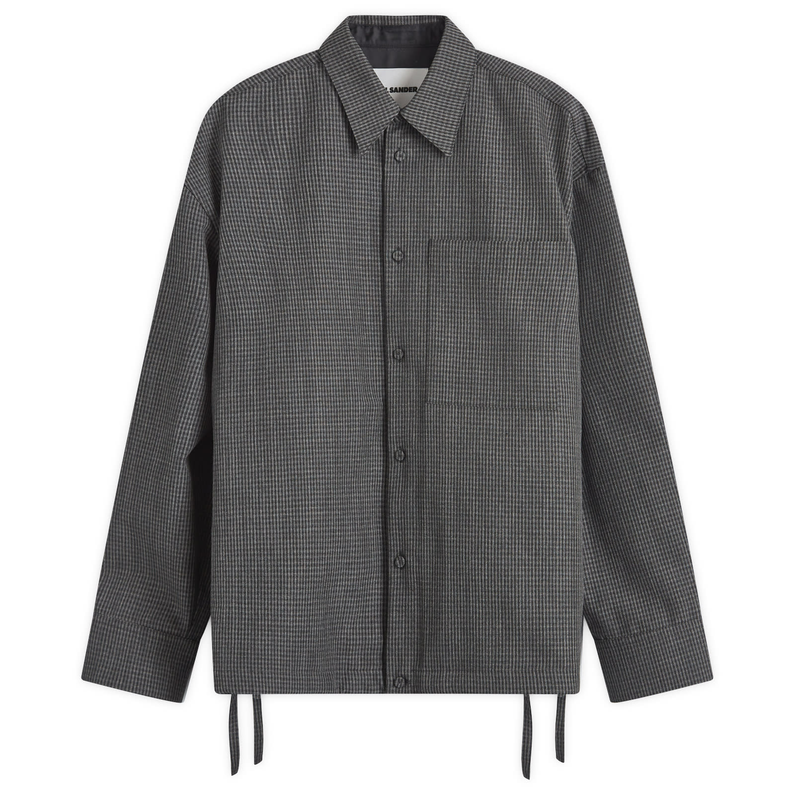 ぱ*2様 【24AW】JIL SANDER｜Boiled Wool Crewne Jil Sander Men's Wool Drawstring Overshirt Grey Check - Curated
