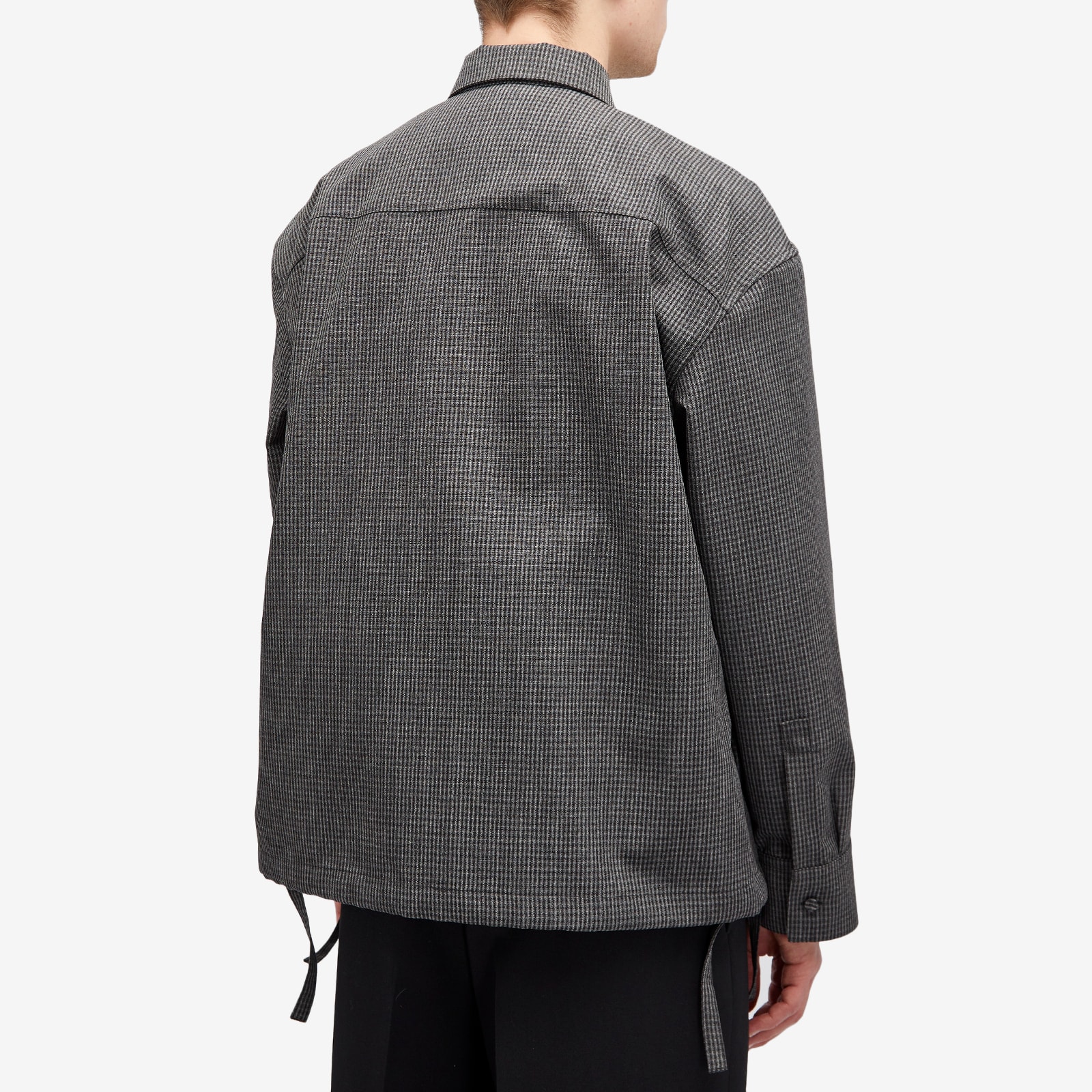Jil Sander Men's Wool Drawstring Overshirt Grey Check - Curated