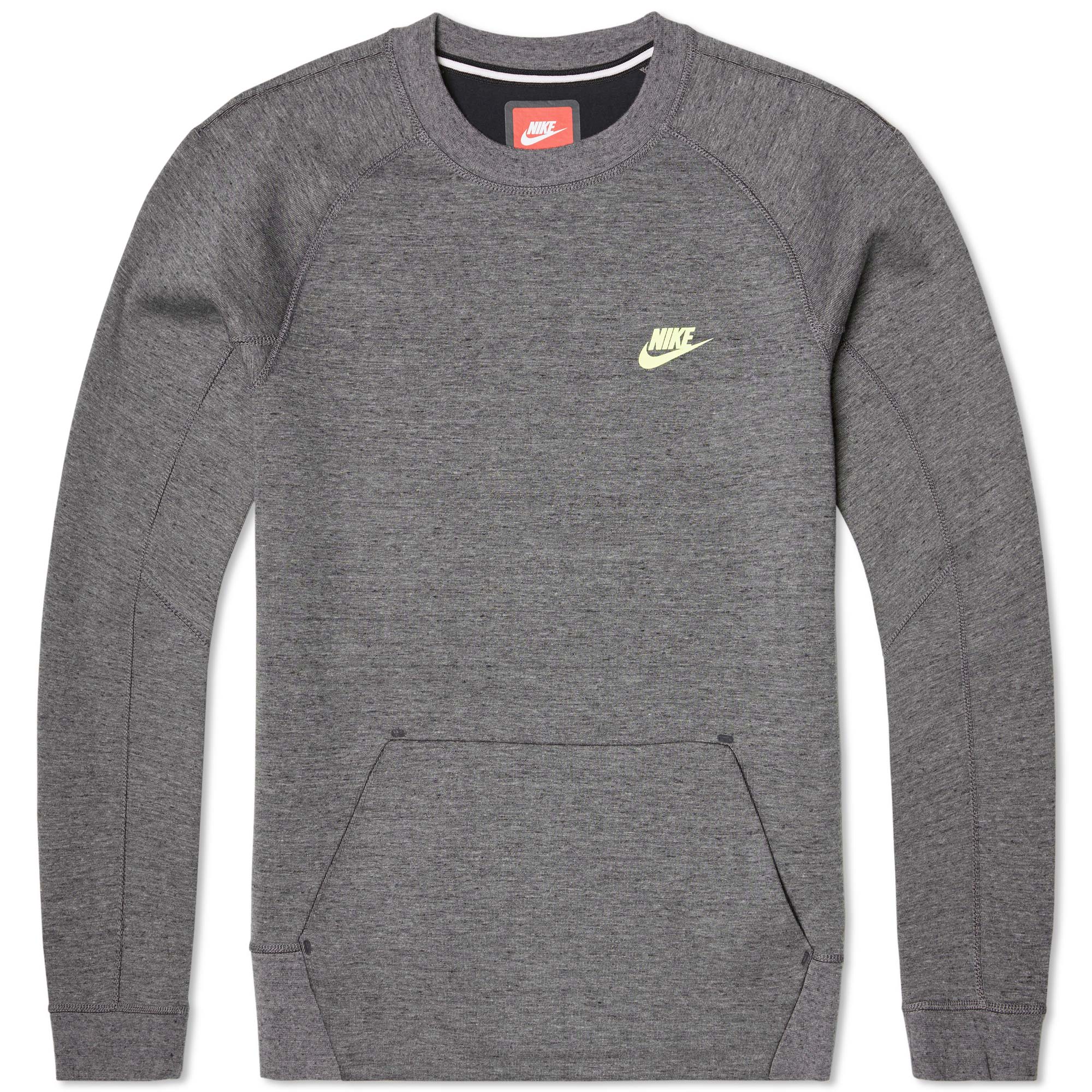 Nike Tech Fleece Crew Tumbled Grey & Volt END. (NL)