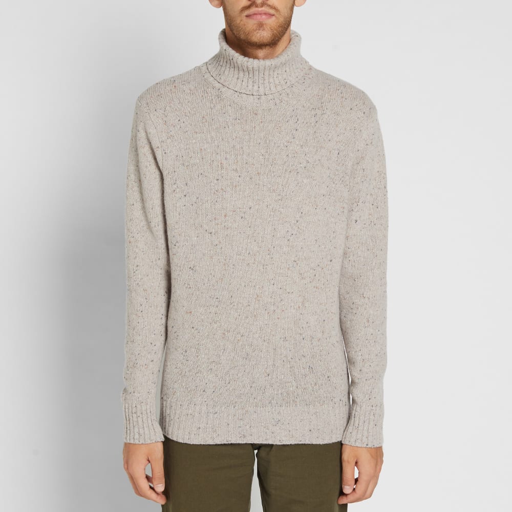 Roll Neck Knit Aran Lambswool Fleck 