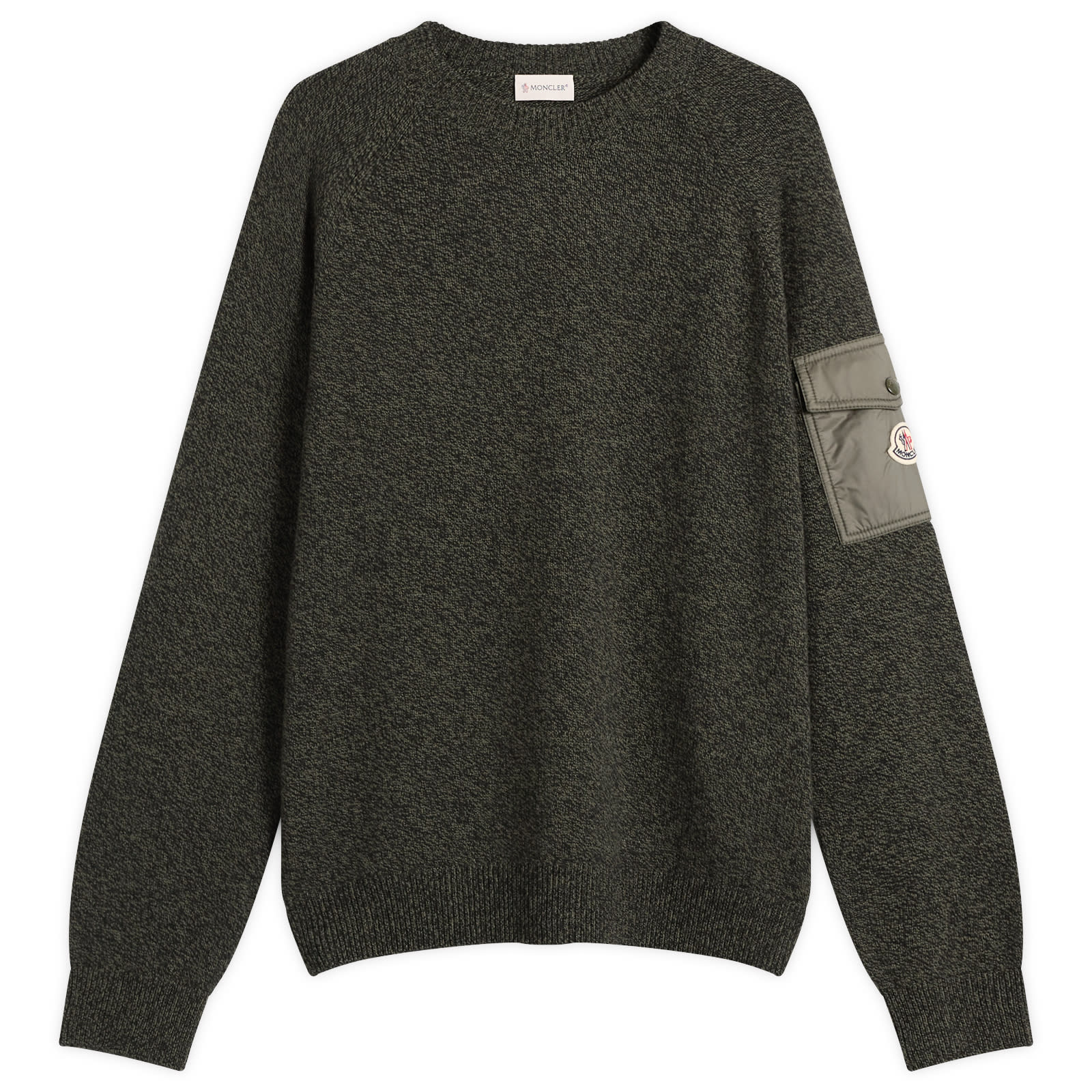 Moncler Men's Green Wool Cashmere Mouline Crew Neck Jumper