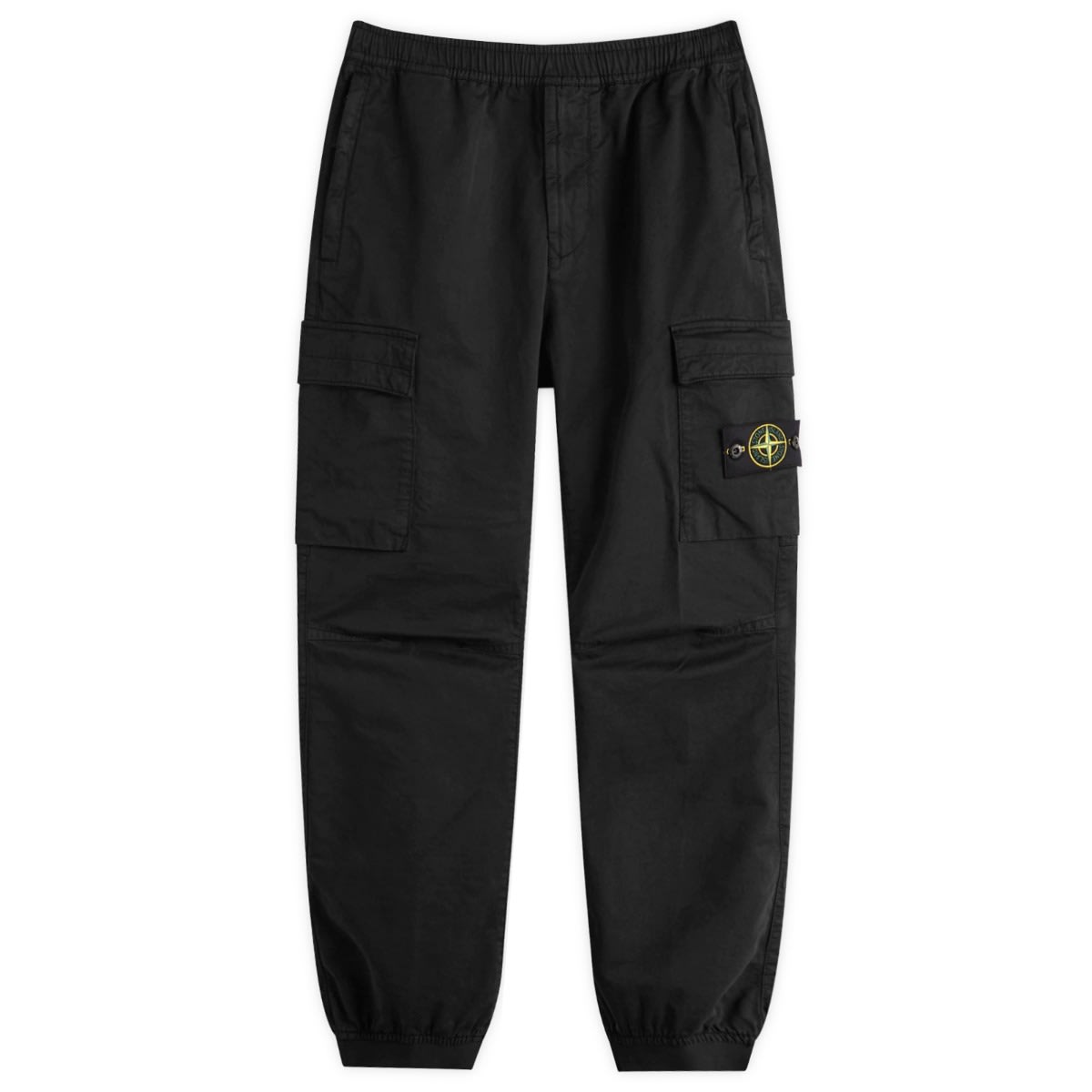 Stone Island Men's Black Sateen Cargo Jogger Pants