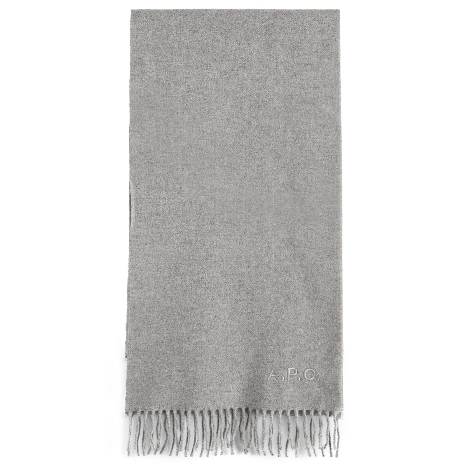 A.p.c. Men's Grey Heather Ambroise Embroidered Scarf