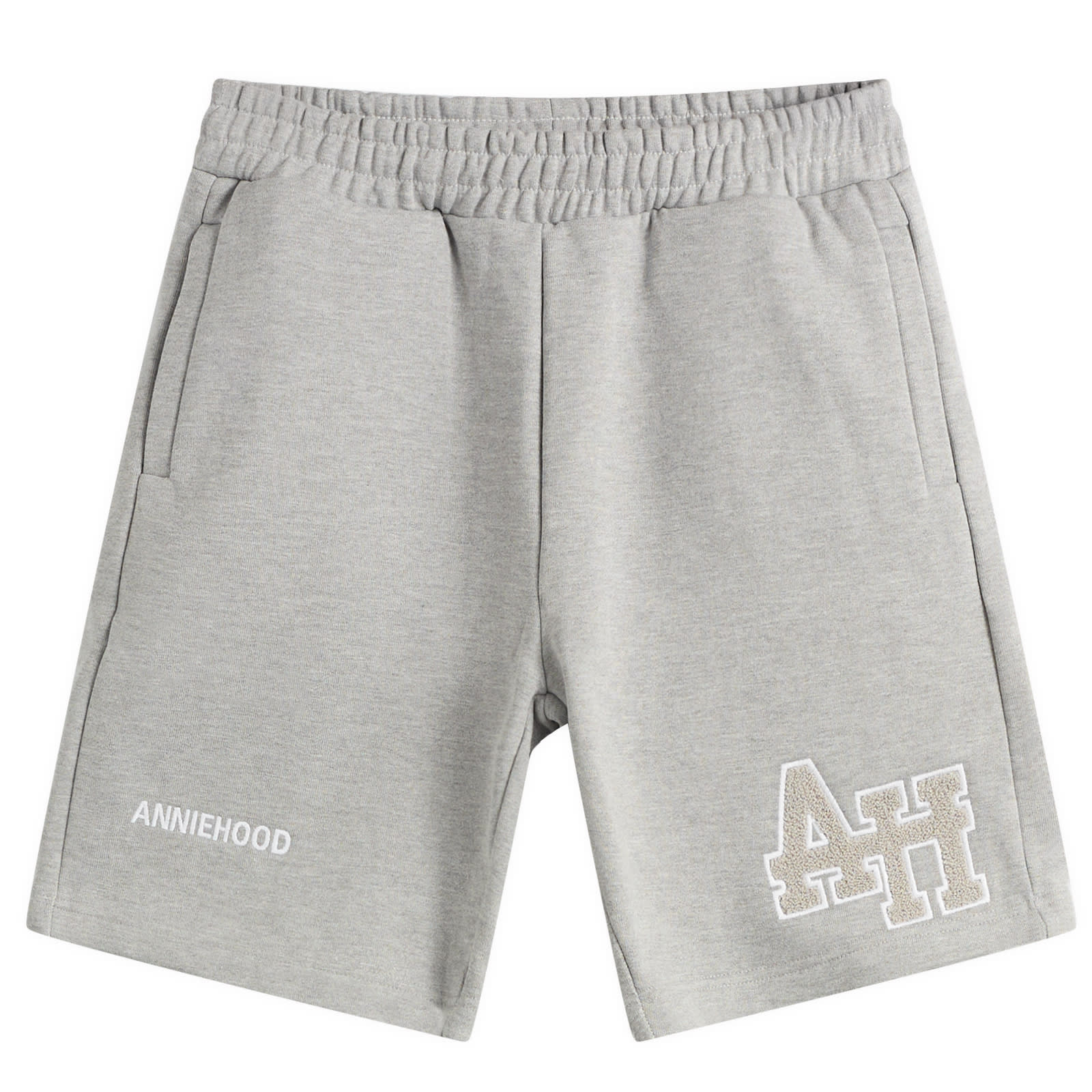 ANNIE HOOD — ANNIE HOOD Men's College Sweat Shorts in Grey/Grey, Size X-Large