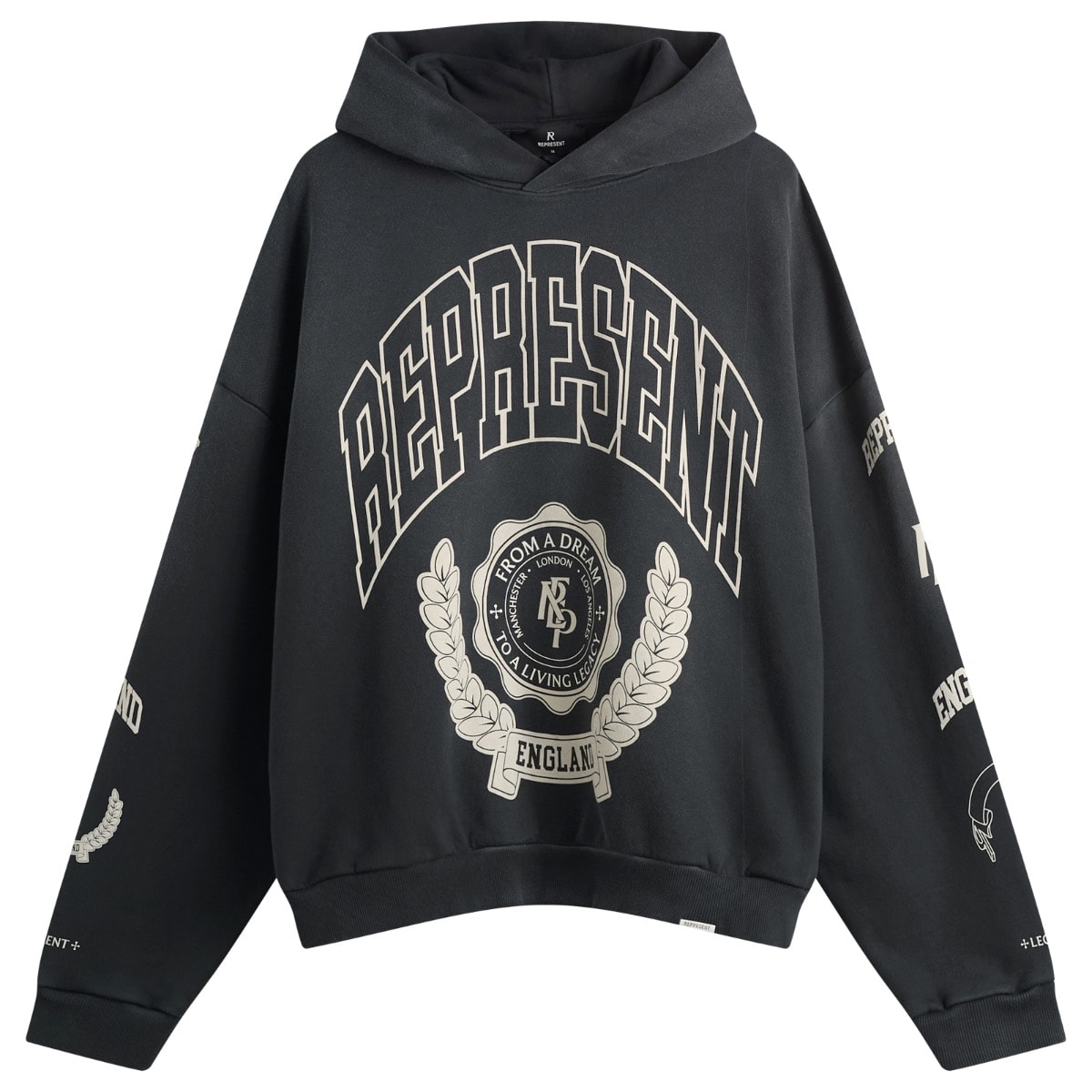 Represent Men’s Legacy Crest Hoodie Stained Black