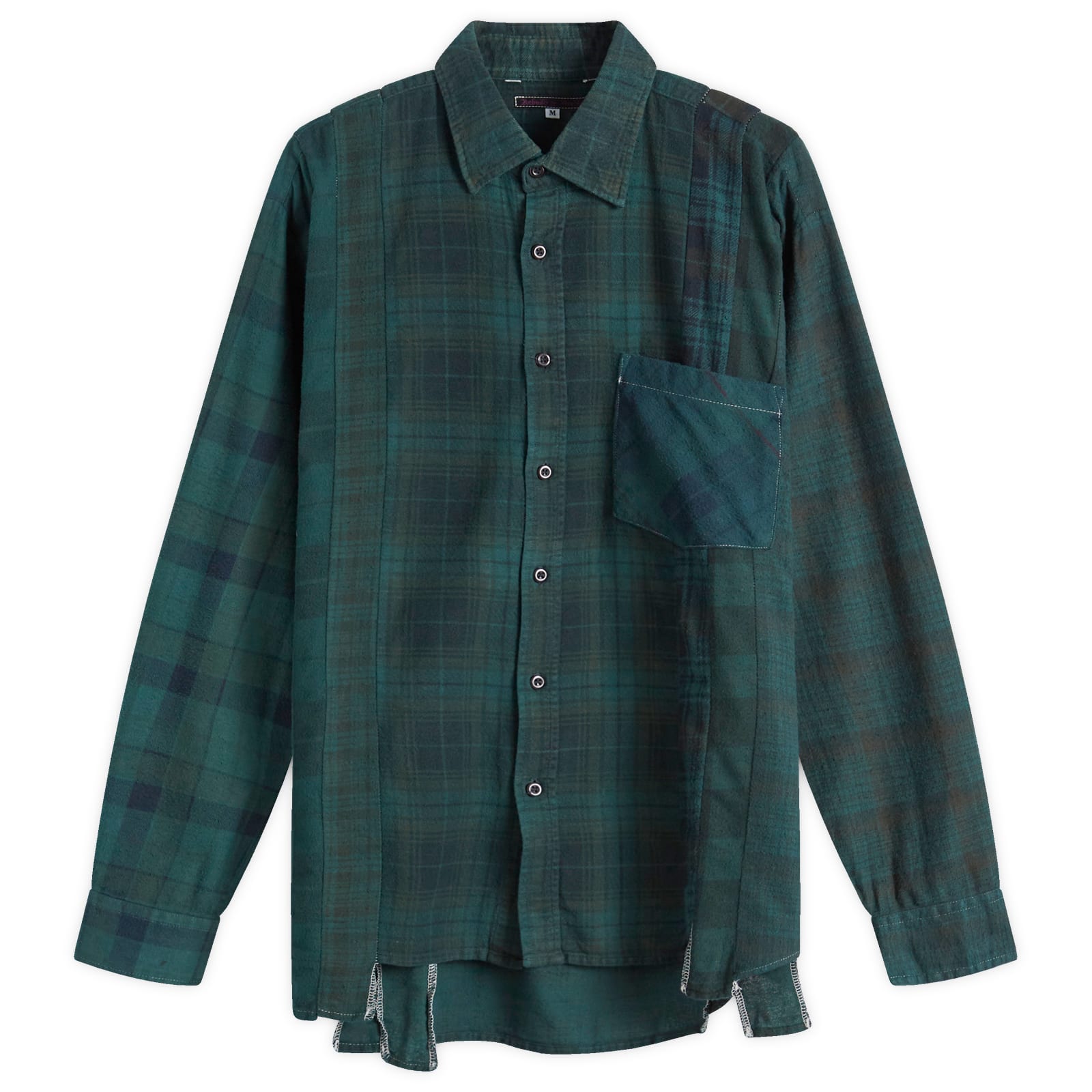 Needles シャツ Needles Men's 7 Cuts Over Dye Flannel Shirt Green - Curated Menswear