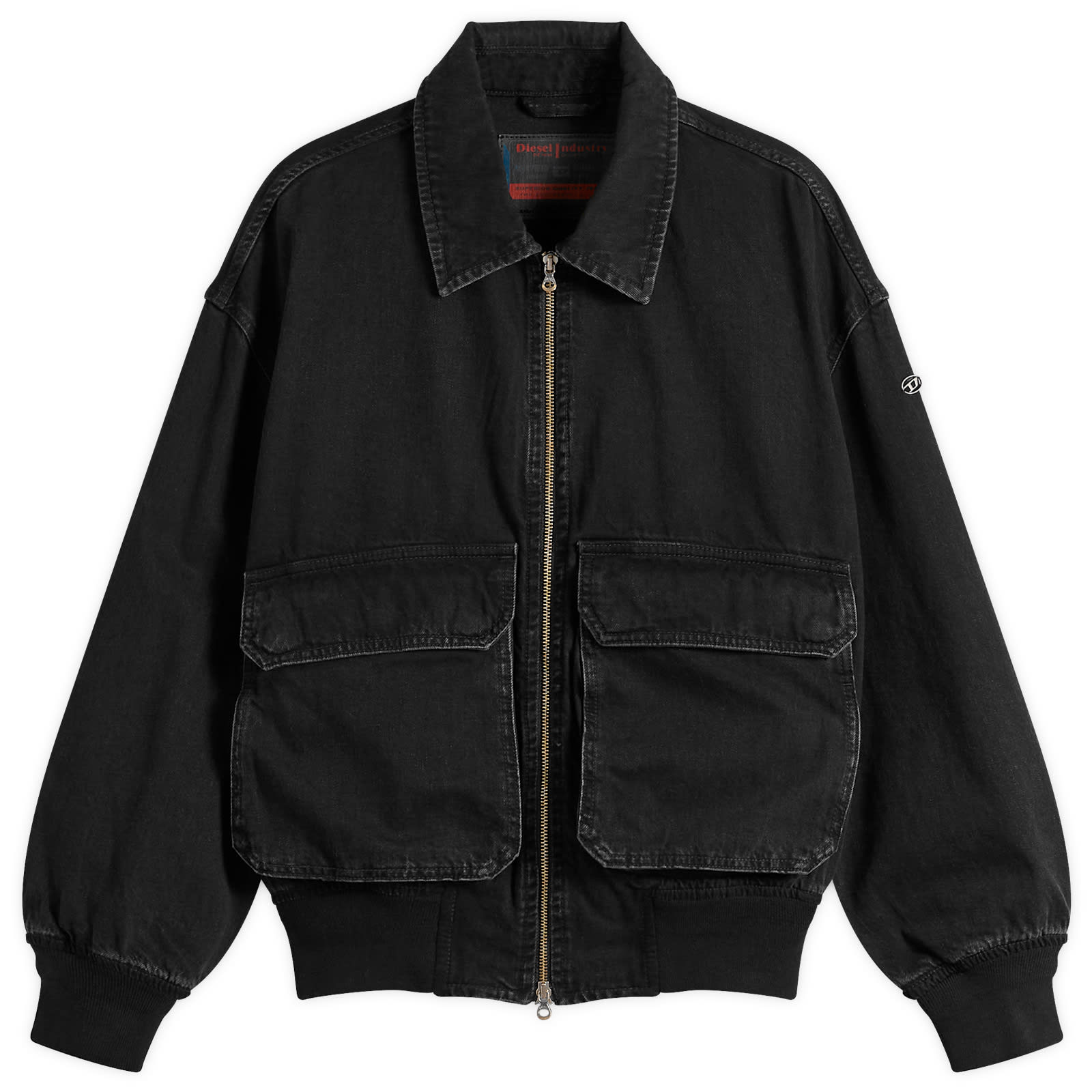 Diesel Men's Kurz Denim Bomber Jacket in Black, Size Medium