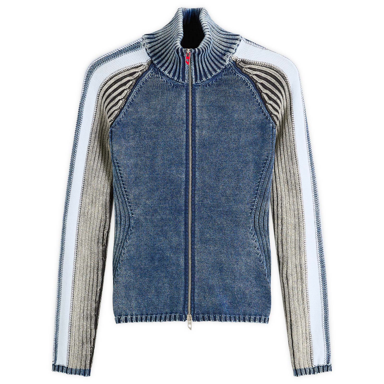 Diesel Women's M-Estrella Ribbed Jacket in Blue Denim, Size Large