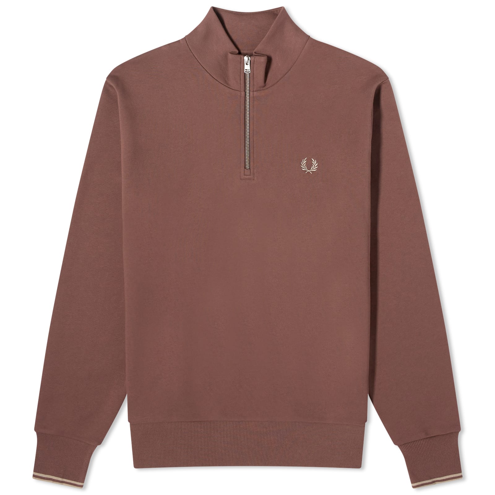 【FRED PERRY】Baseline Half Zip Sweatshirt U85 C Road Brick Fred Perry Half Zip Crew Sweater Carrington Brick | END. (AT)