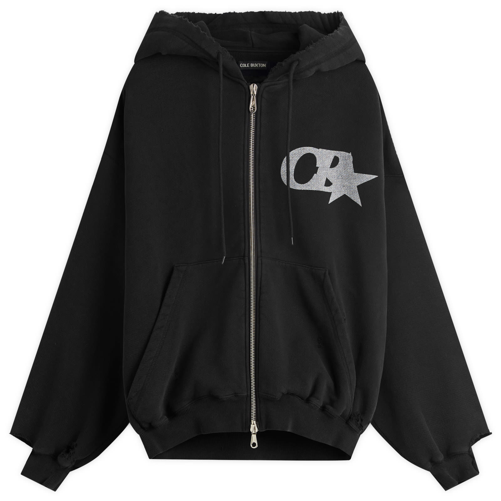Cole Buxton Men's CB Star Distressed Pocket Zipped Hoodie Vintage