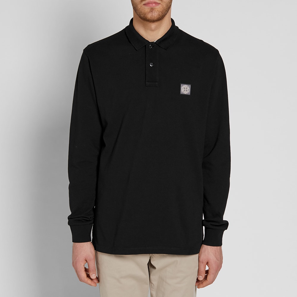 stone island long sleeve polo black