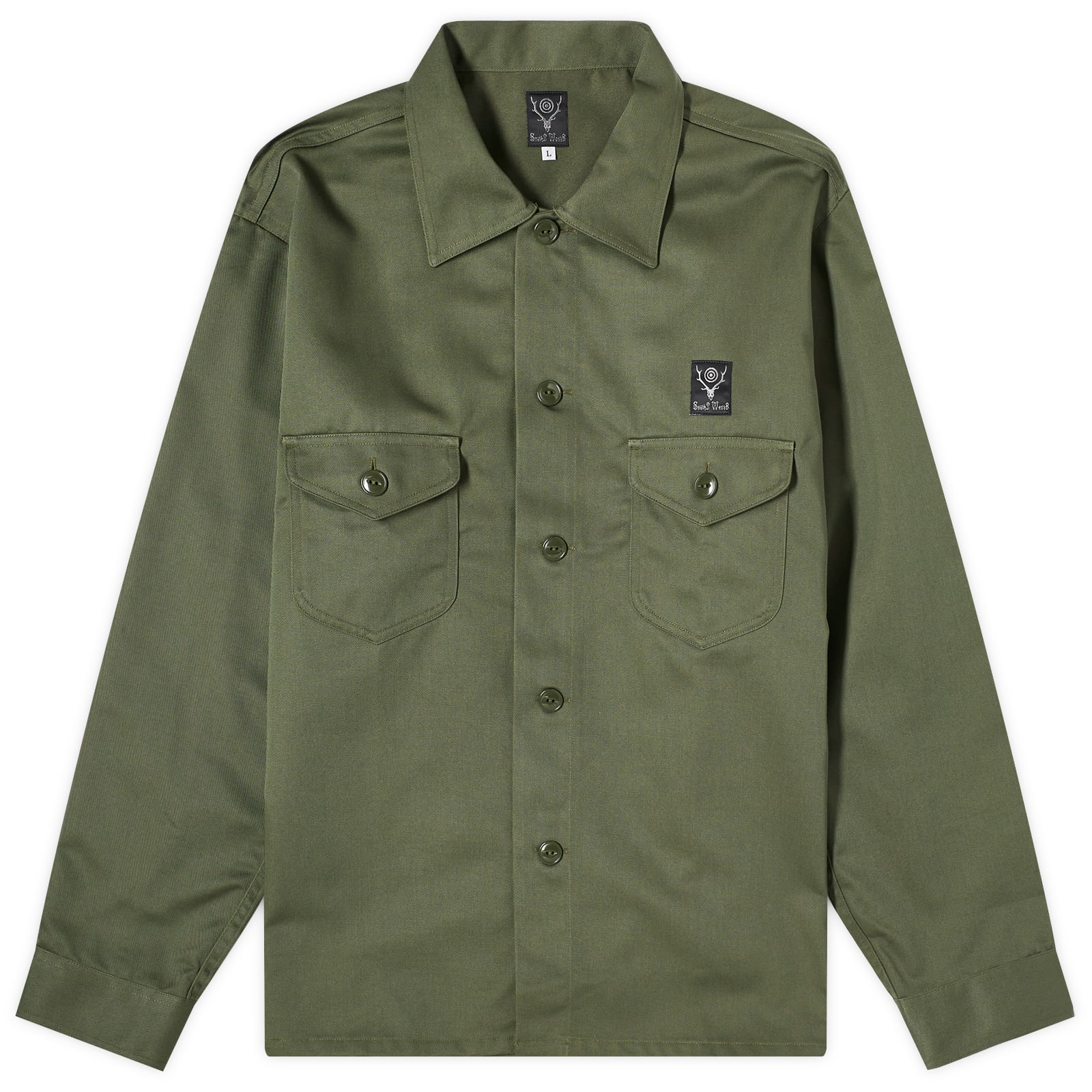 South2 West8 Men'sSmokey Overshirt Olive - Curated Menswear
