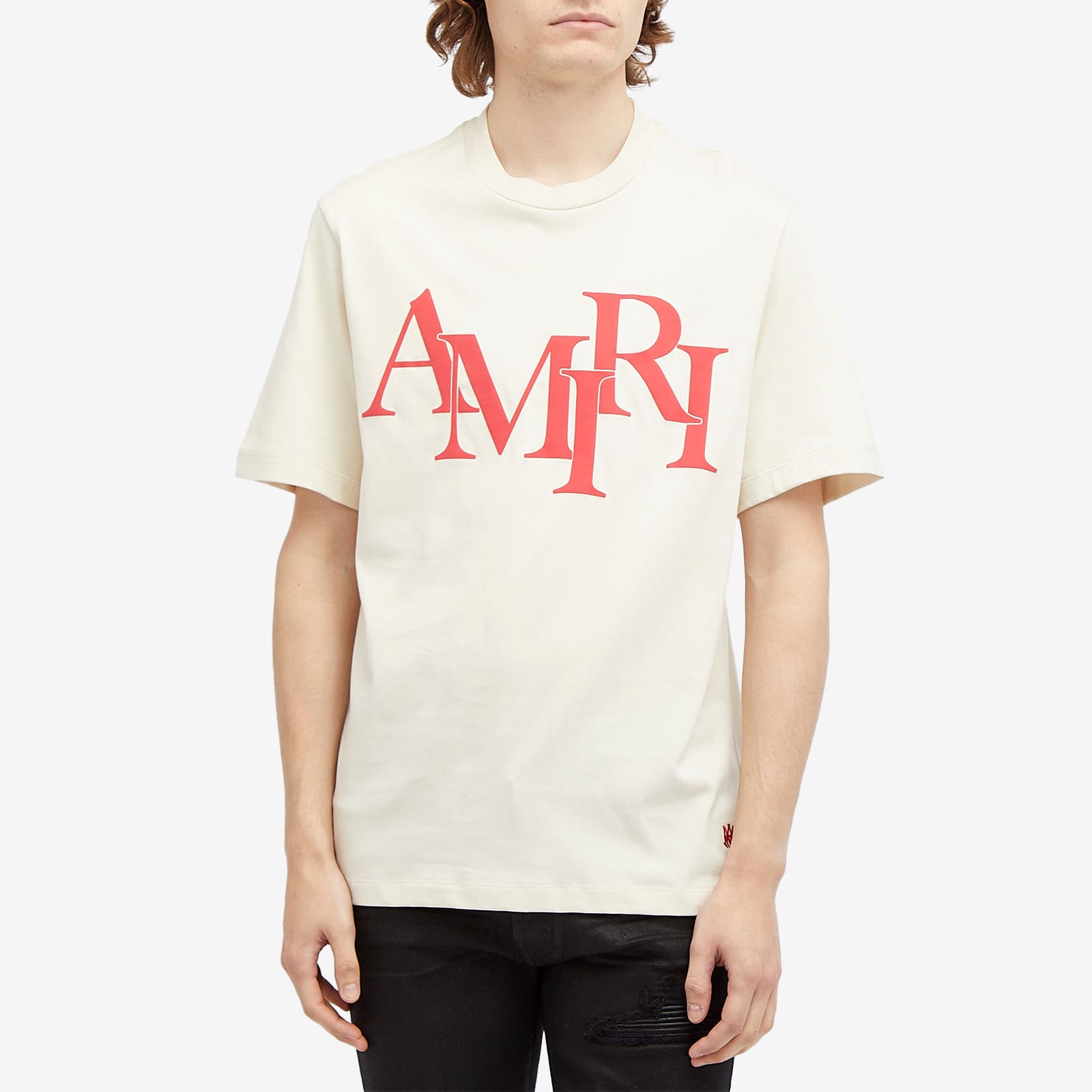AMIRI ロゴ Staggered コットン Tシャツ★関税送料込 AMIRI Staggered Logo T-shirt | Black | FARFETCH