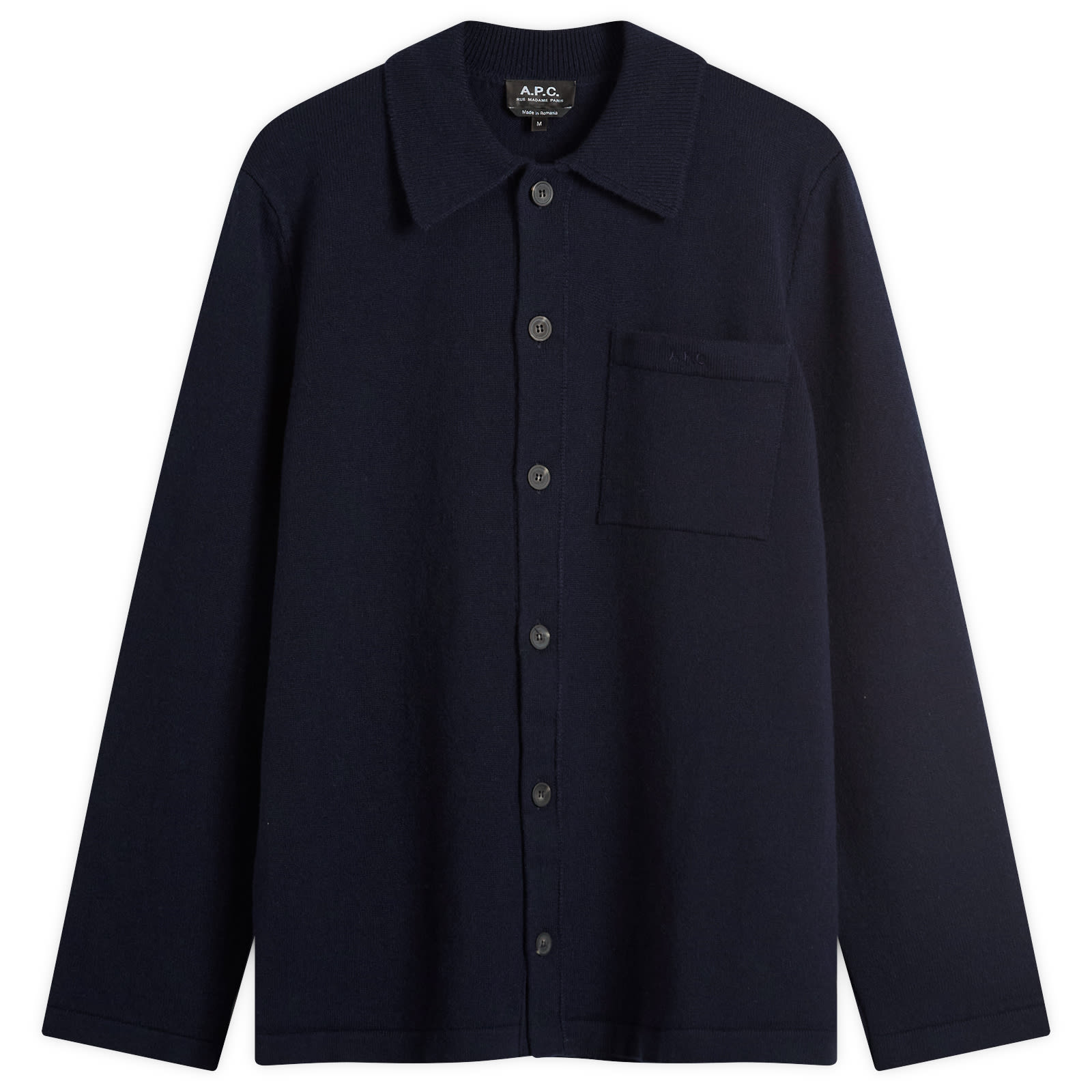 A.p.c. Men's Dark Navy Matti Felted Wool Shirt Jacket