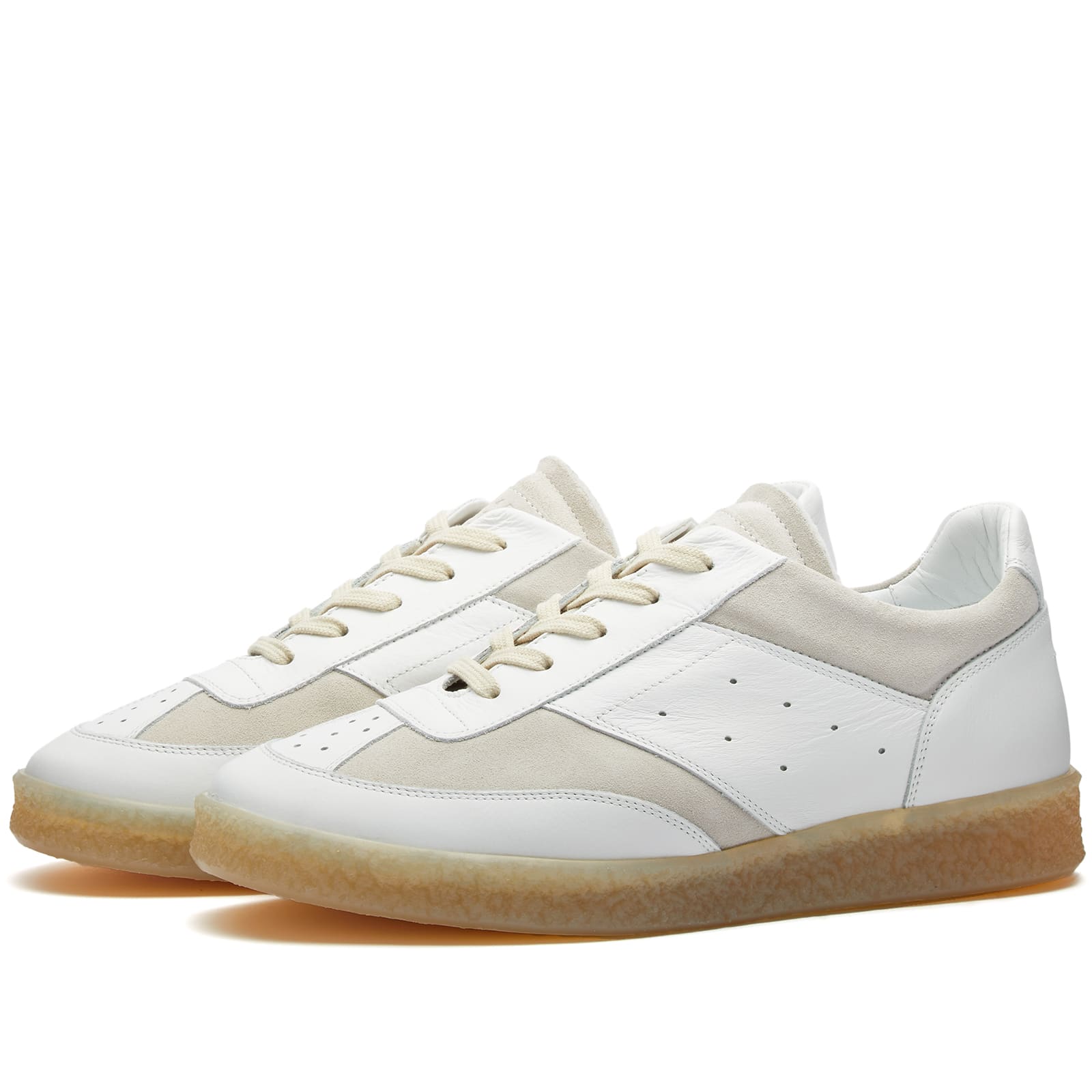 Maison Margiela Men's Mm6 Leather Court Sneaker White Uk Size 8