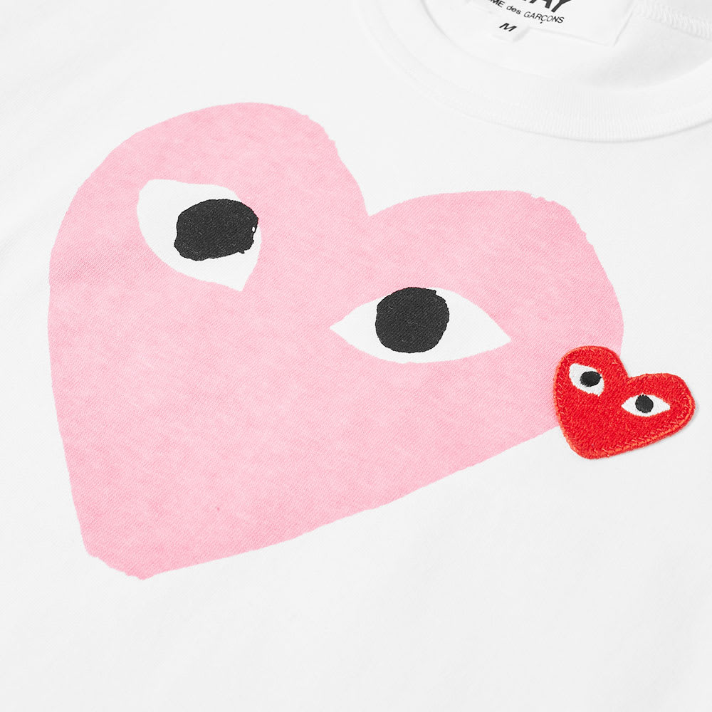 Comme des Garcons Play Women's Double Heart Logo Tee White & Pink | END.