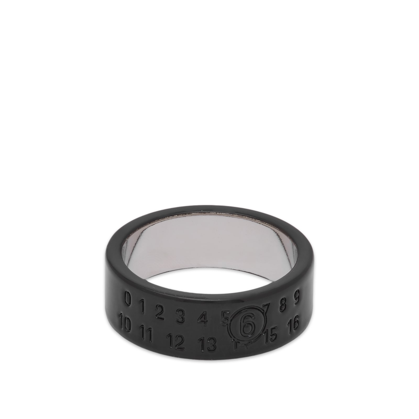 MM6 Maison Margiela 6 Logo Band Ring Black & Palladio