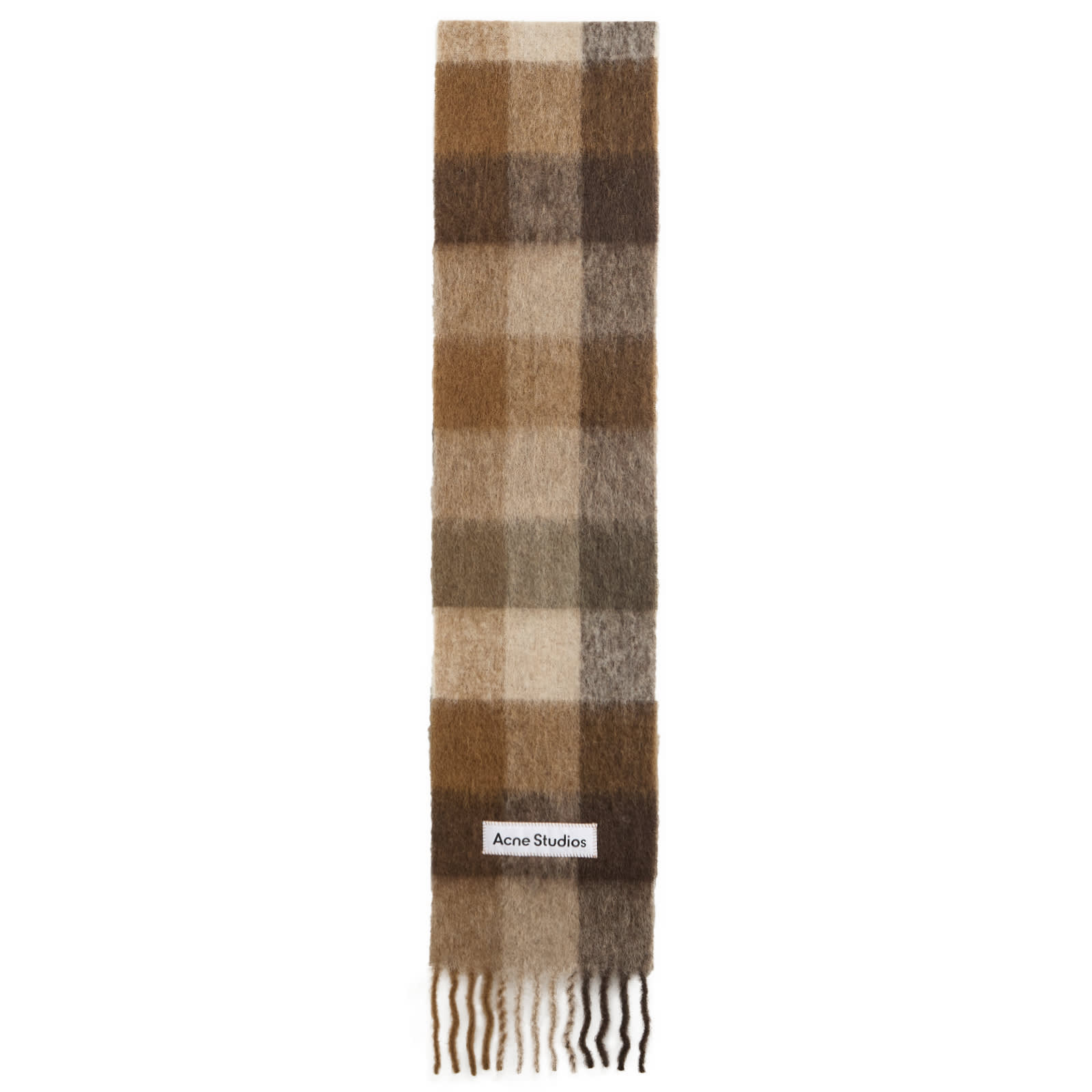 Acne Studios Men's Vally Check Scarf in Dark Brown/White/Brown