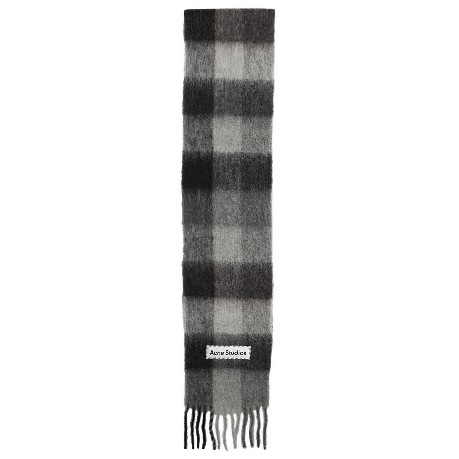 Acne Studios Men's Vally Check Scarf in Dark Black/Grey/Dark Grey 