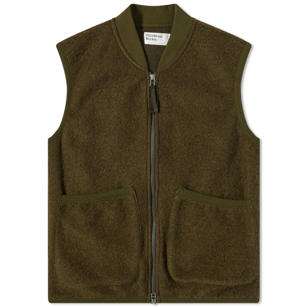 Universal Works Zip Wool Fleece Waistcoat Olive END. (GB)