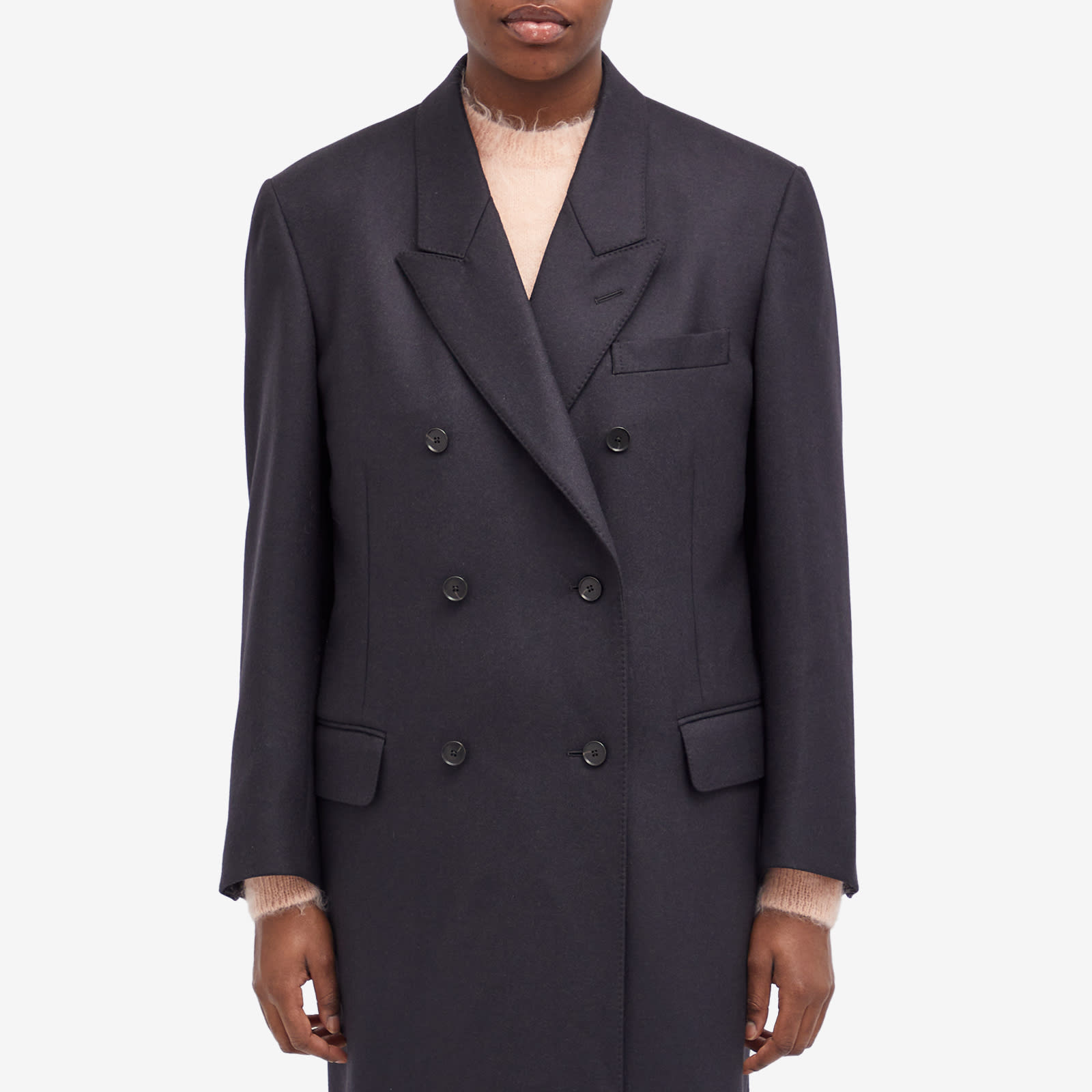 Auralee Women's Light Melton Chesterfield Coat Top Charcoal